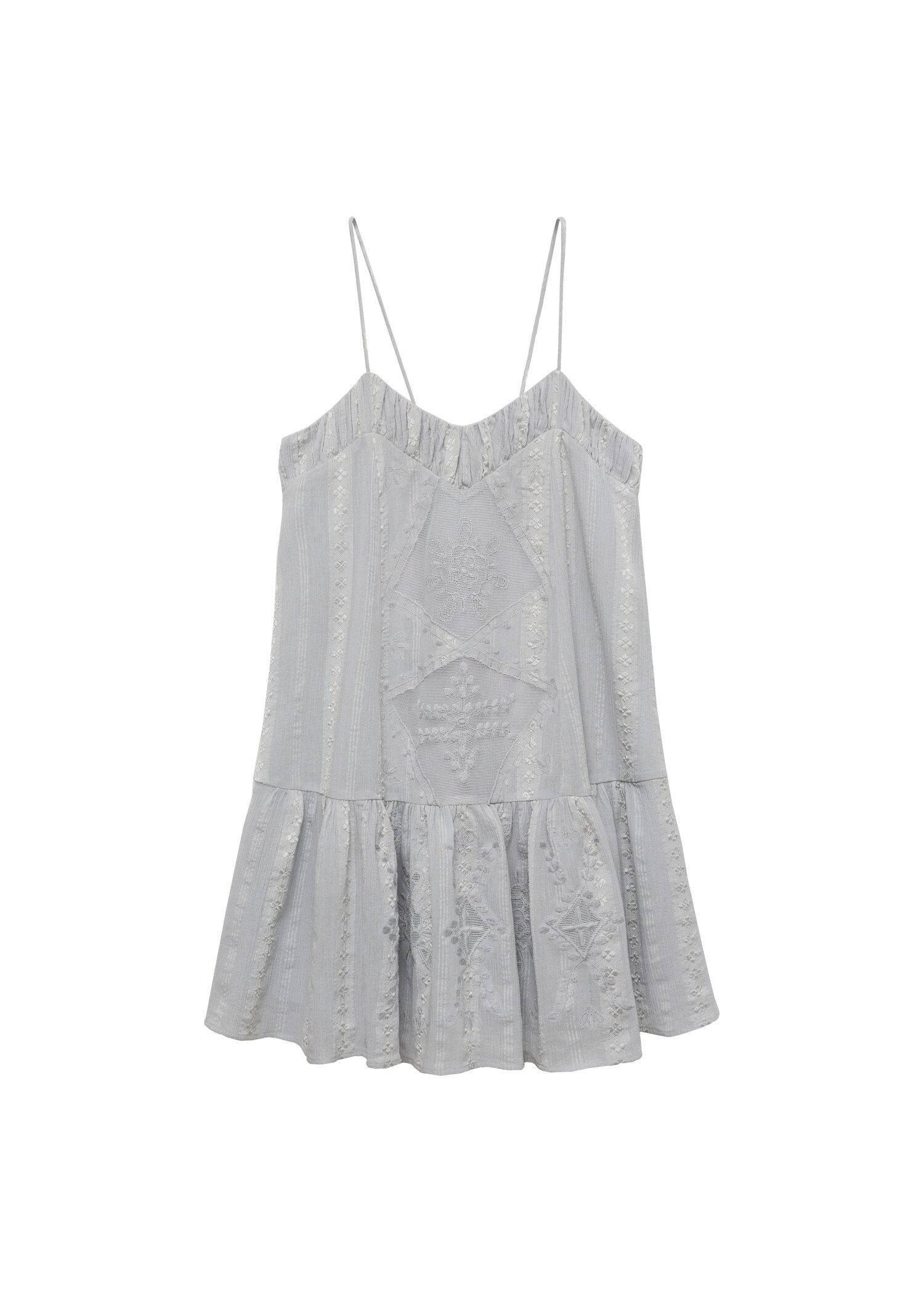 Blue Embroidered Dress With Tassel Detail, , large image number 3