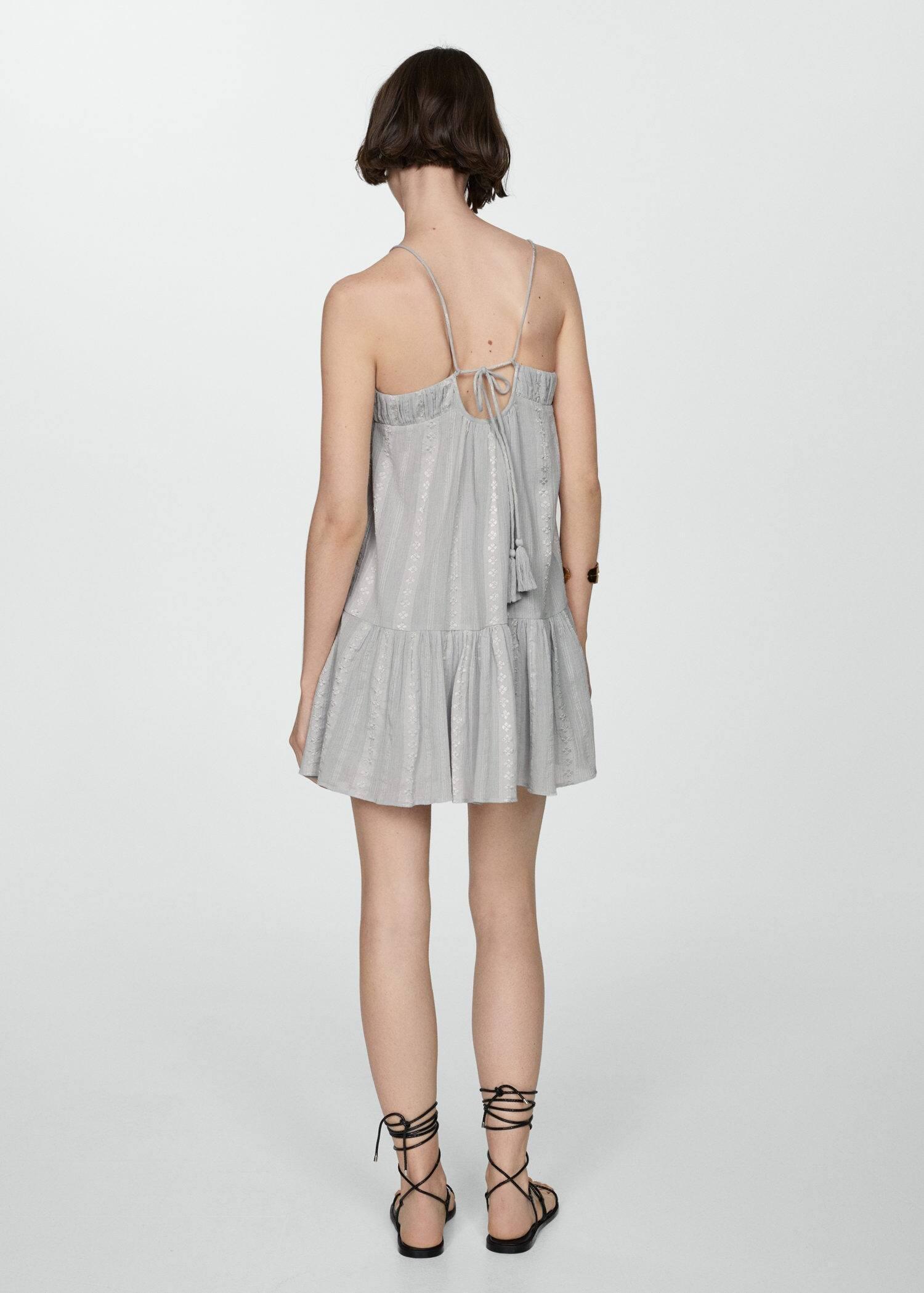 Blue Embroidered Dress With Tassel Detail, , large image number 4