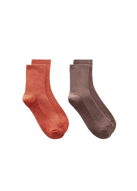 Mango - Orange Lurex Socks, Set Of 2