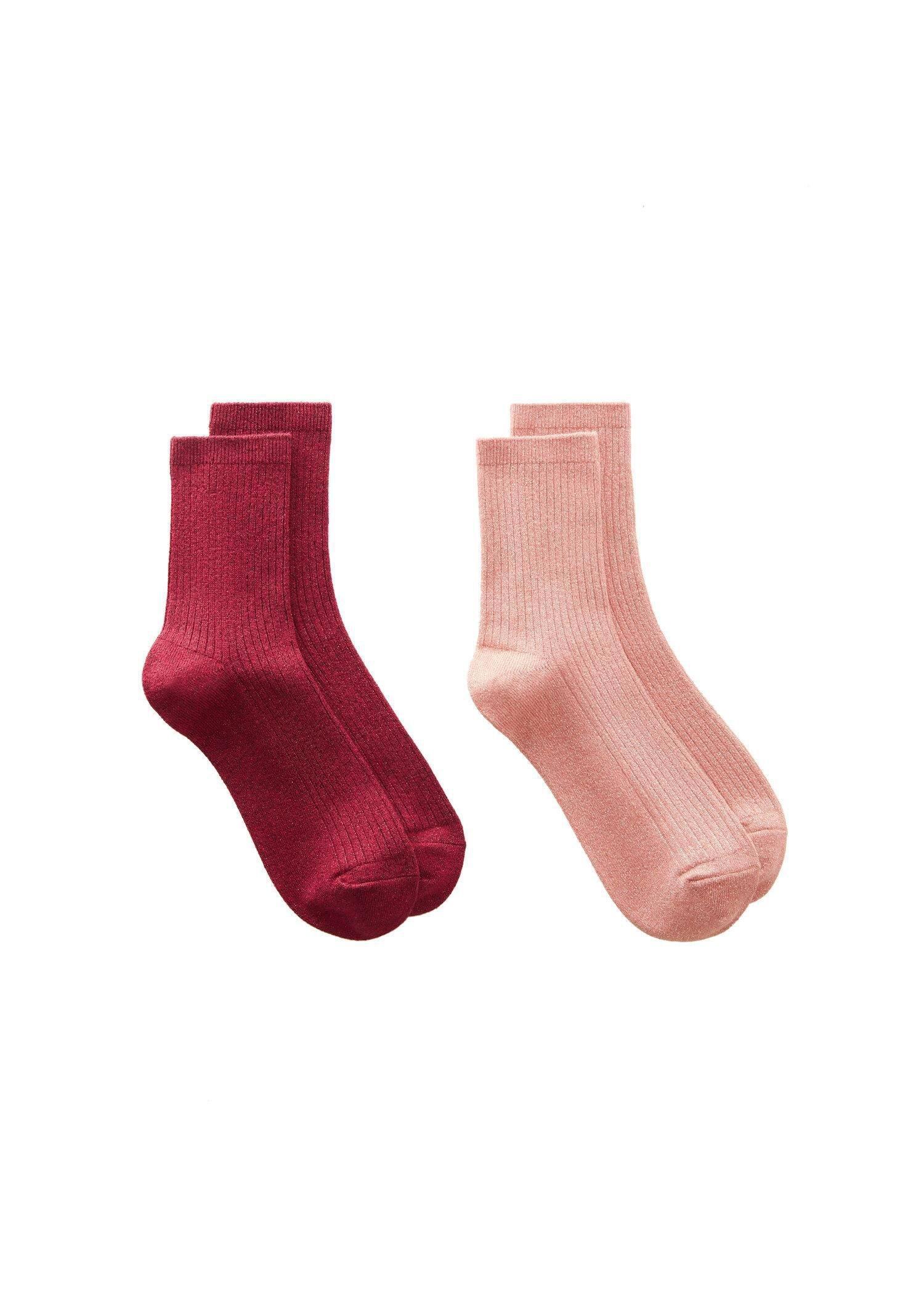 Mango - Red Lurex Socks, Set Of 2