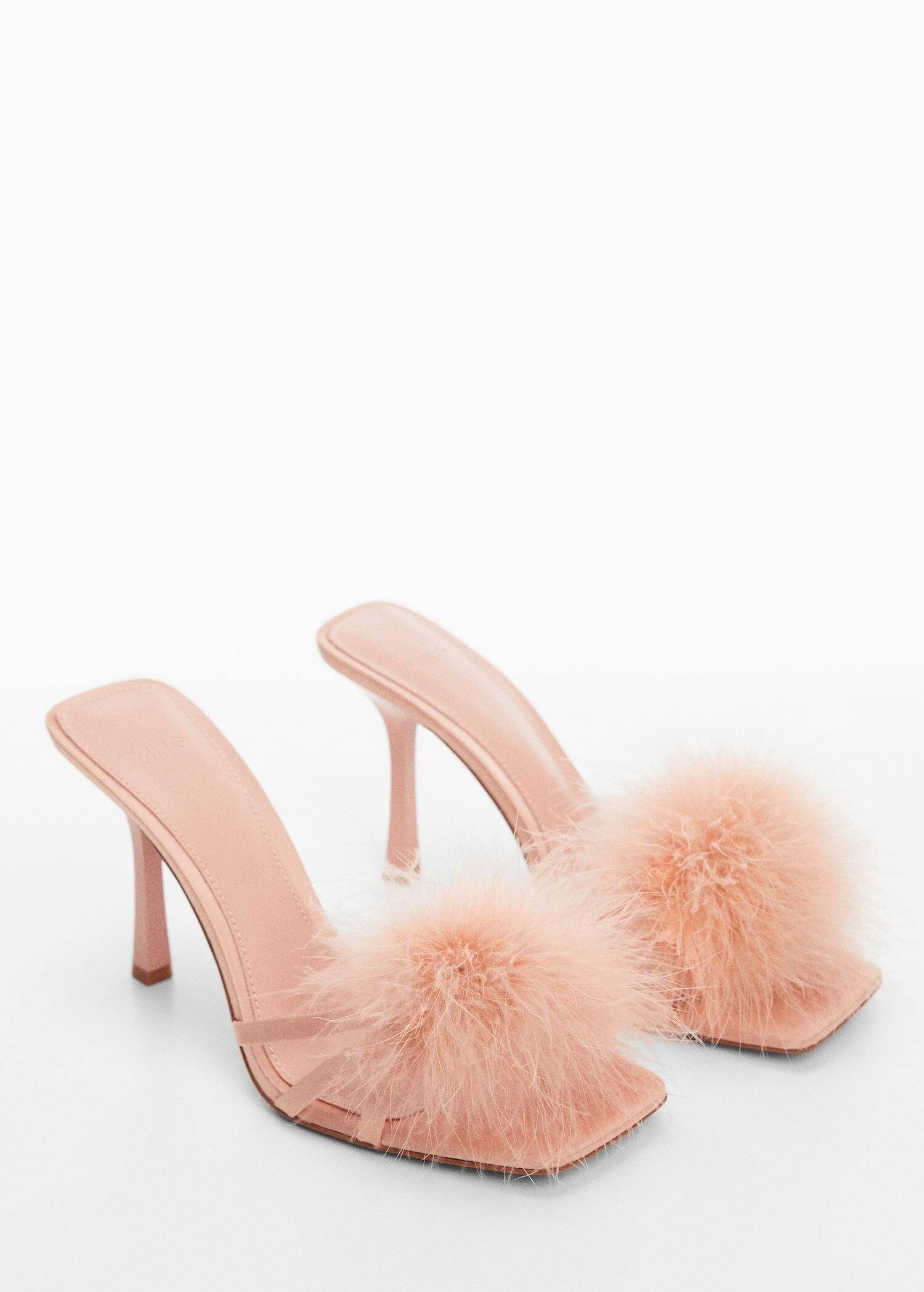 Mango Pink Lt Pastel Sandals With Feather Decoration Azadea UAE