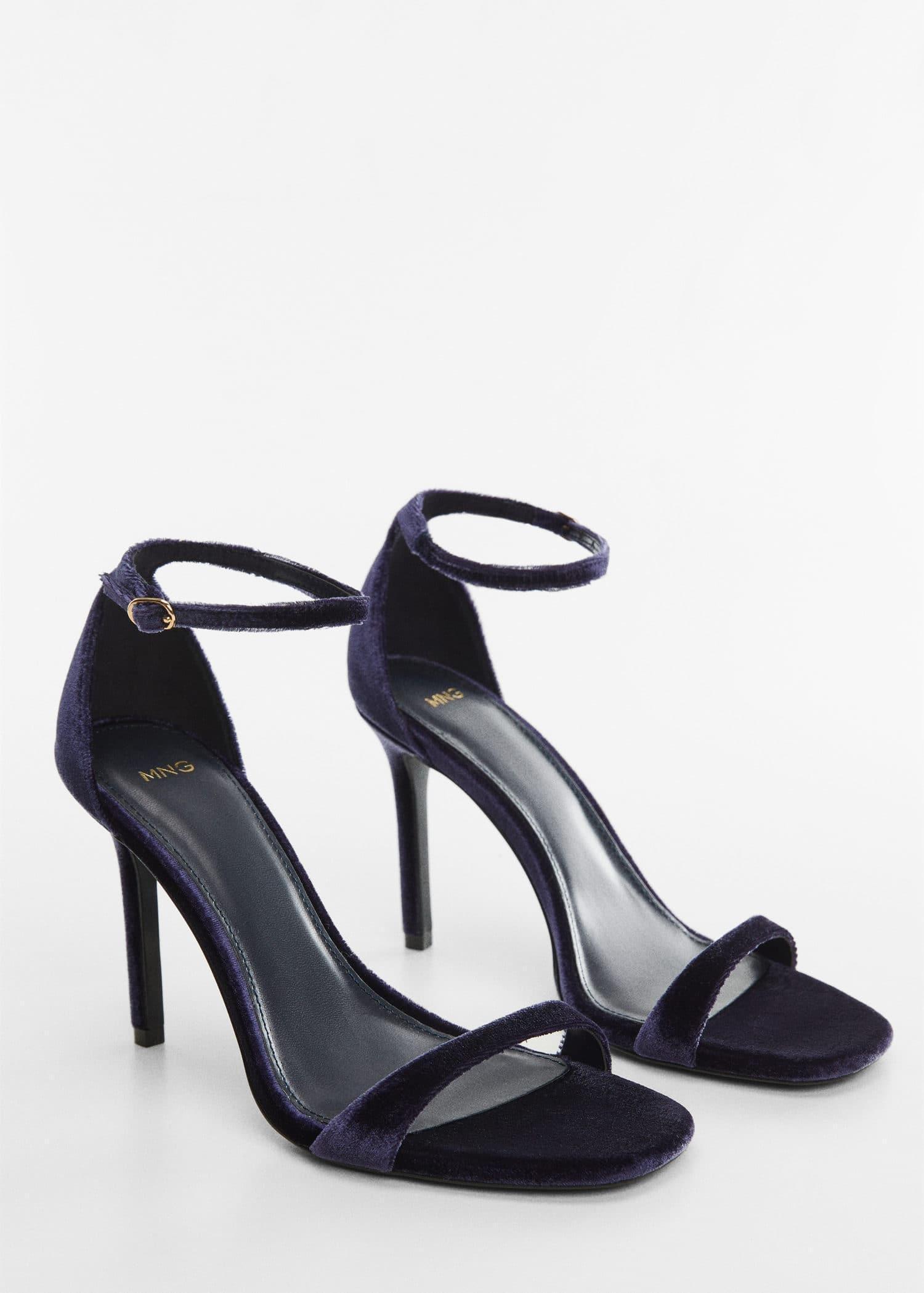 Mango Blue Velvet Heel Sandals Azadea UAE