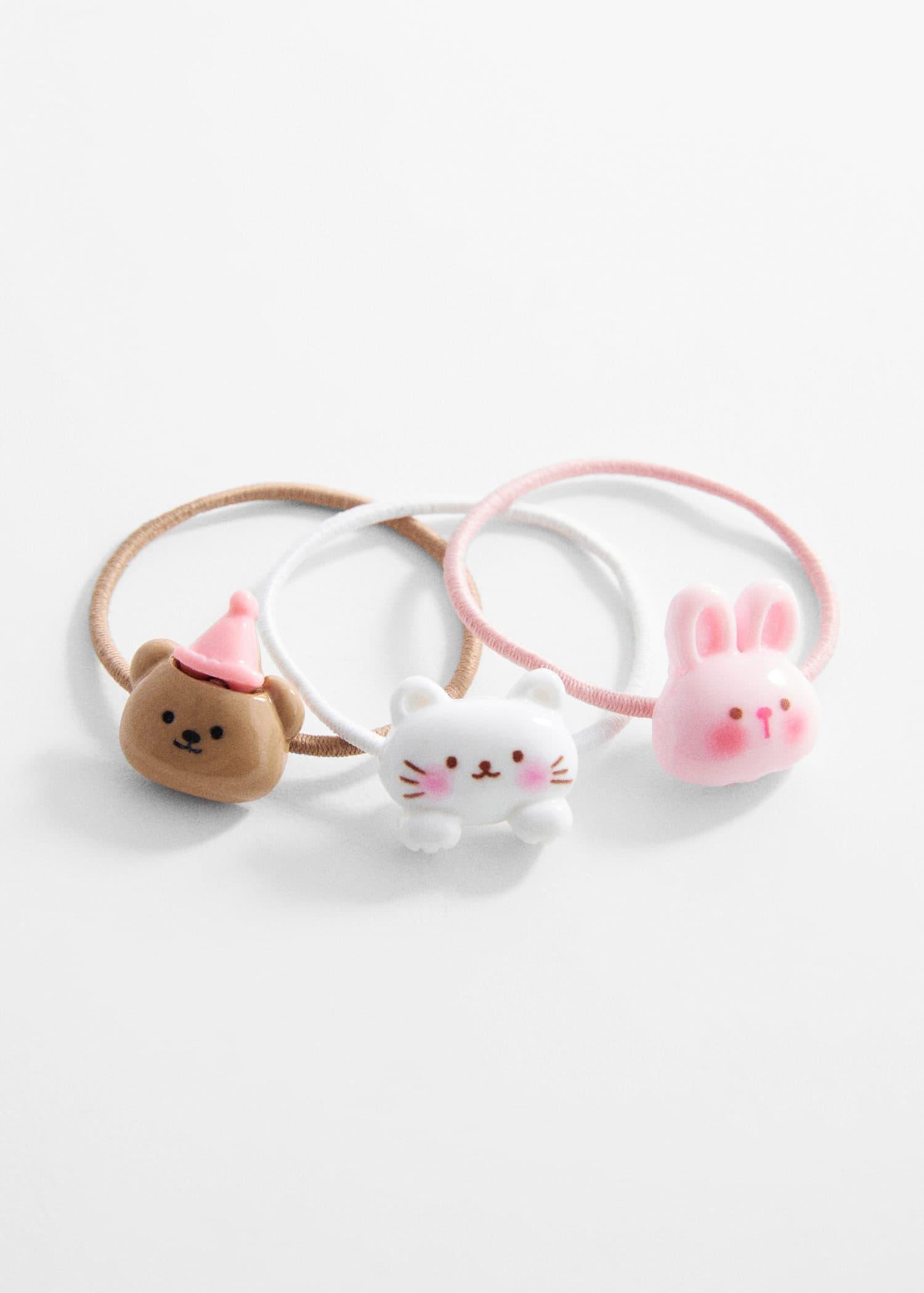 Pink Rubber Bands And Clips Set, Kids Girls, , large image number 0