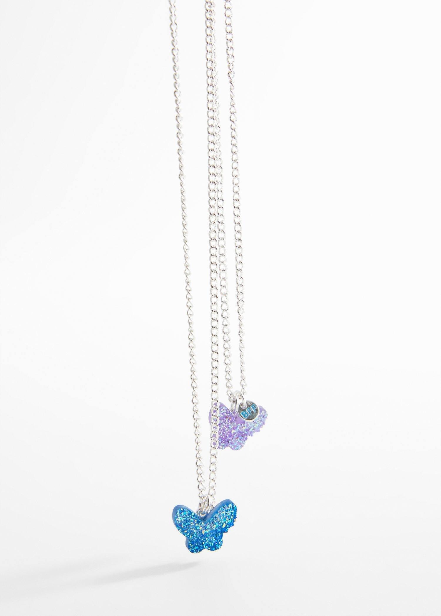 Silver Pack Of 2 Butterfly Necklaces, Kids Girl, , large image number 0