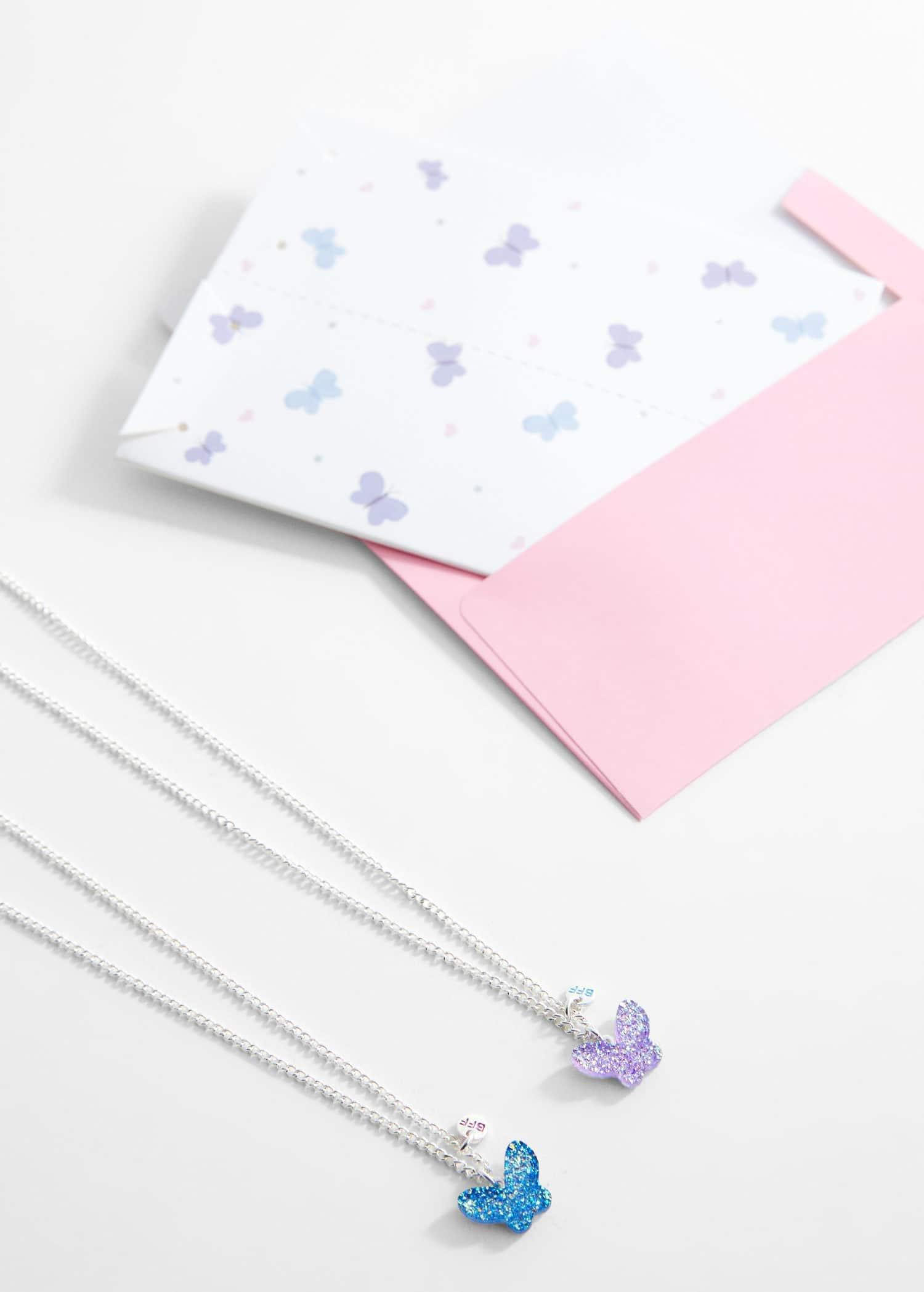 Silver Pack Of 2 Butterfly Necklaces, Kids Girl, , large image number 1