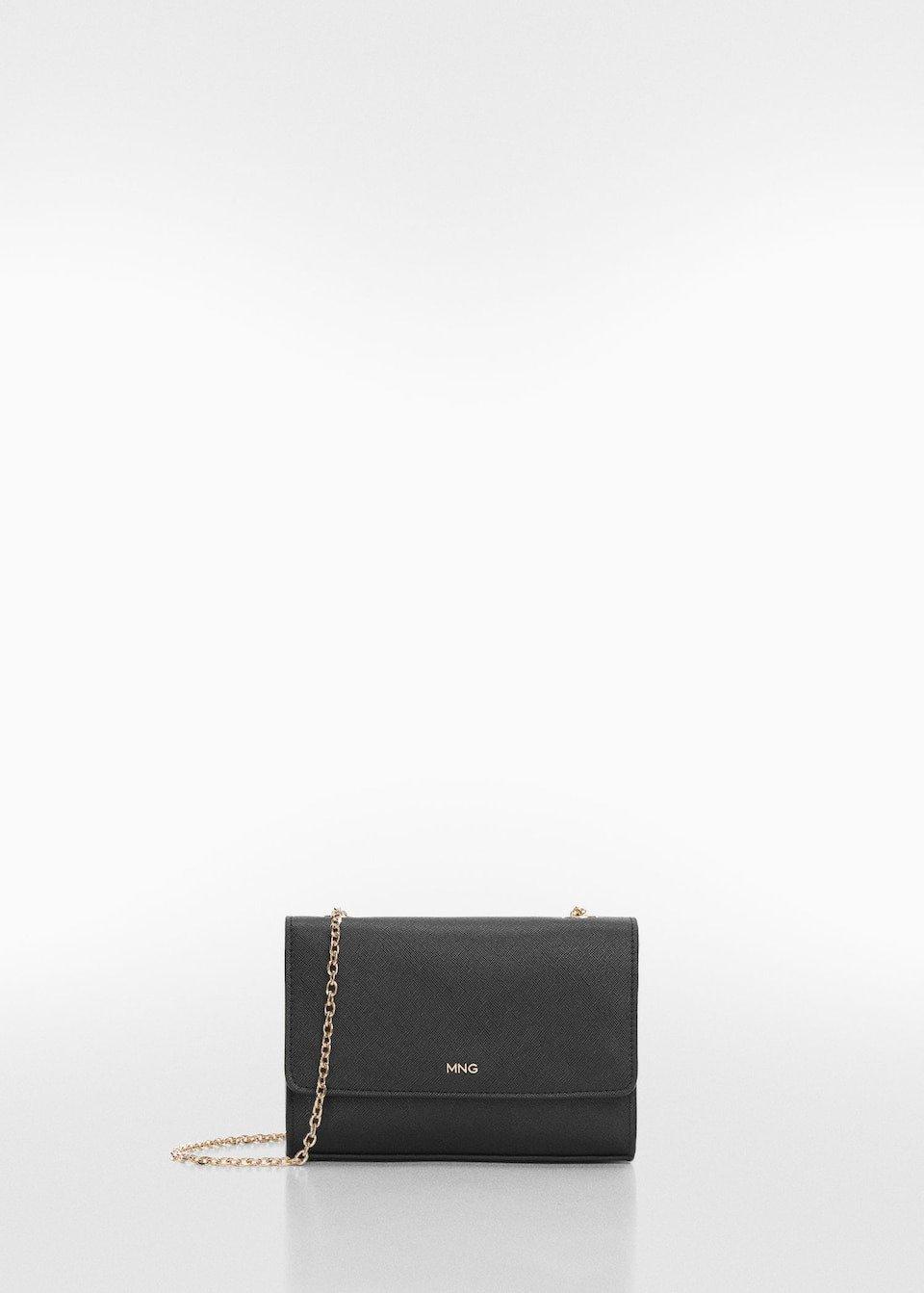 Black Saffiano-Effect Chain Bag, , large image number 4