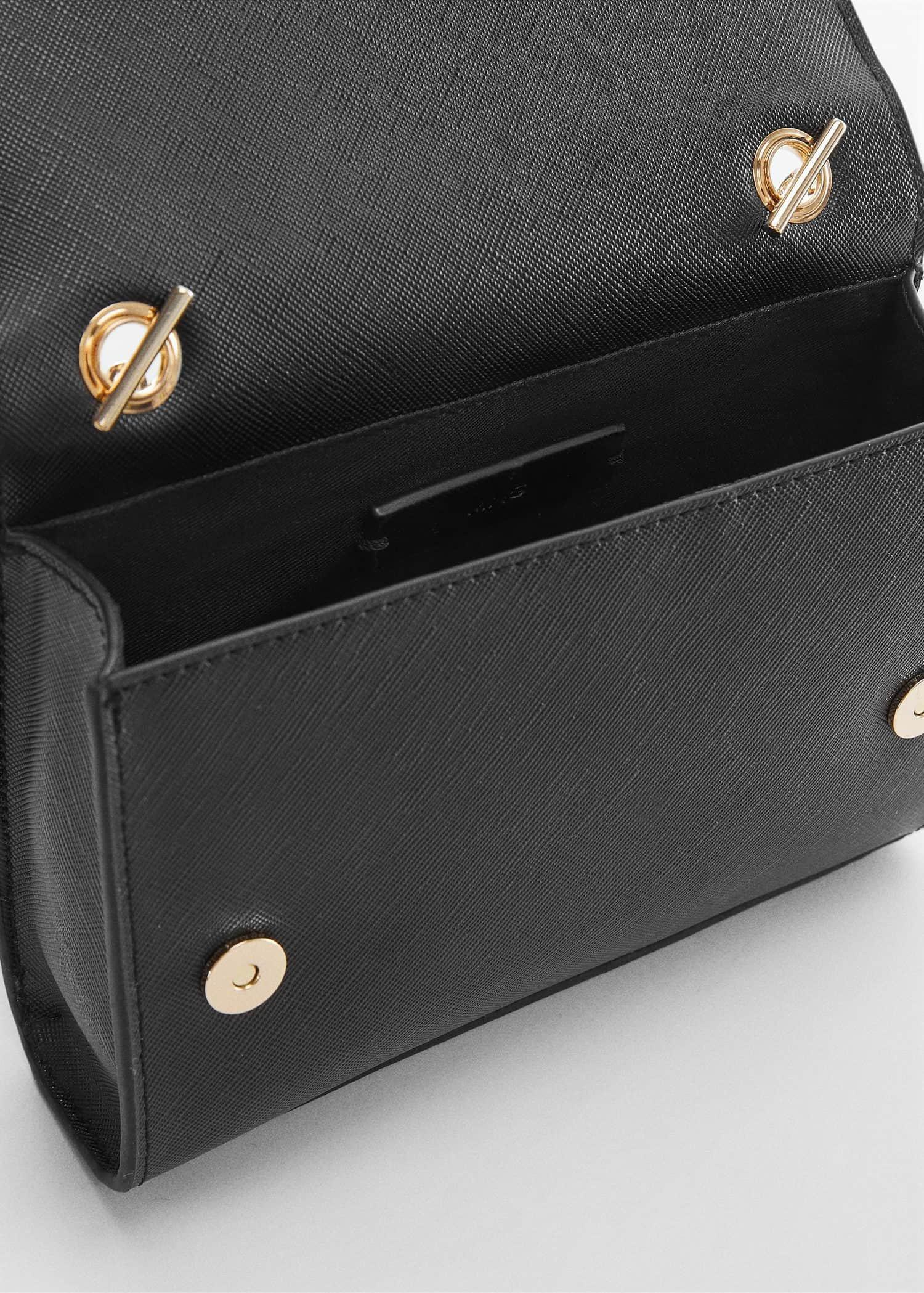 Black Saffiano-Effect Chain Bag, , large image number 5