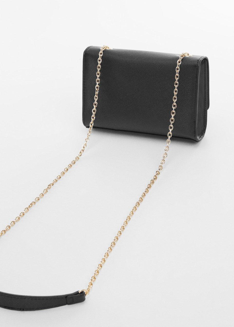 Black Saffiano-Effect Chain Bag, , large image number 6