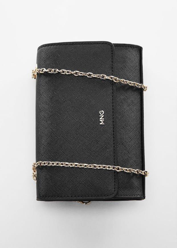 Black Saffiano-Effect Chain Bag, , large image number 8