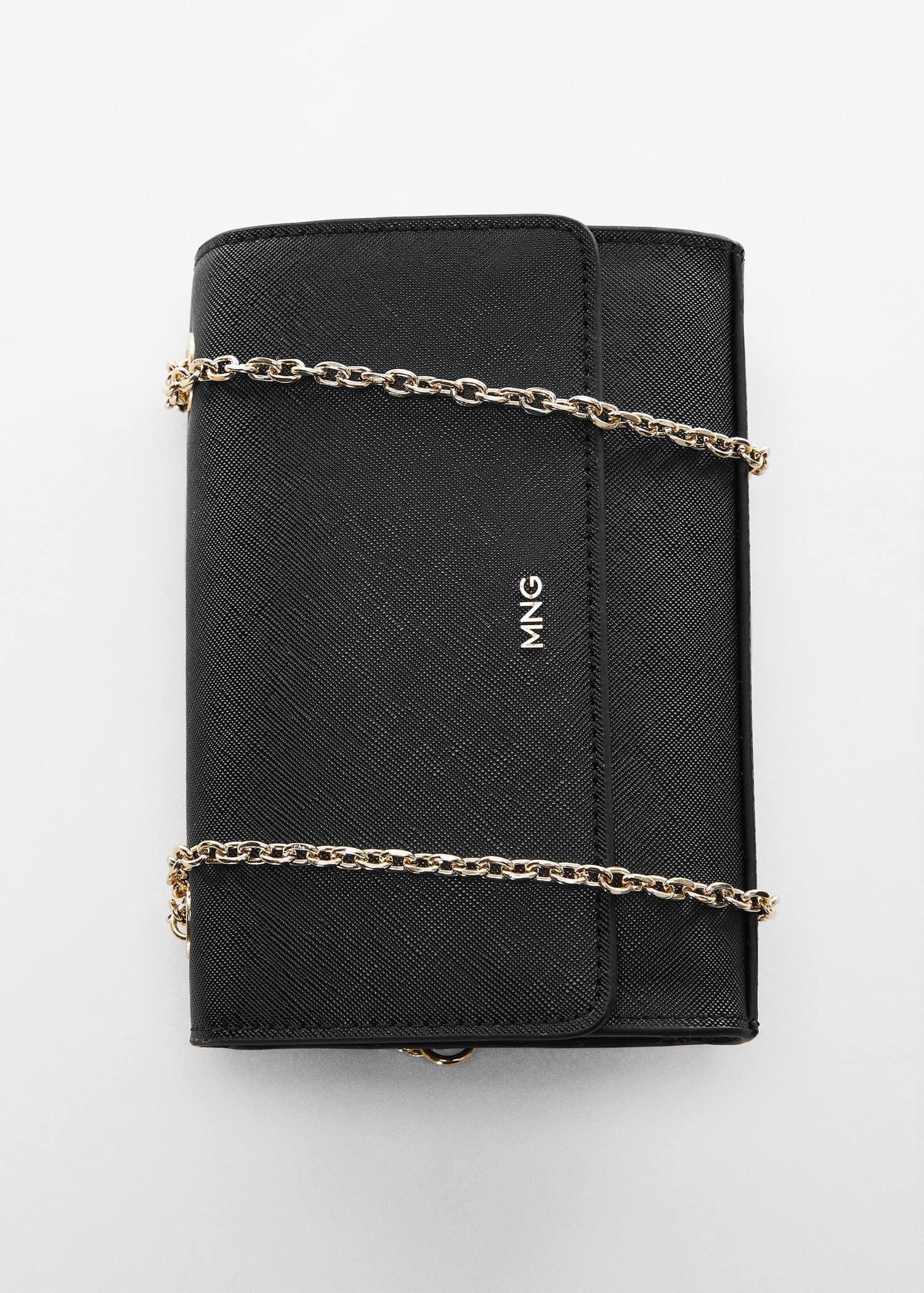 Black Saffiano-Effect Chain Bag, , large image number 9