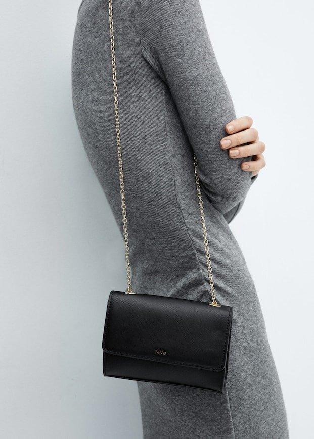 Black Saffiano-Effect Chain Bag, , large image number 10