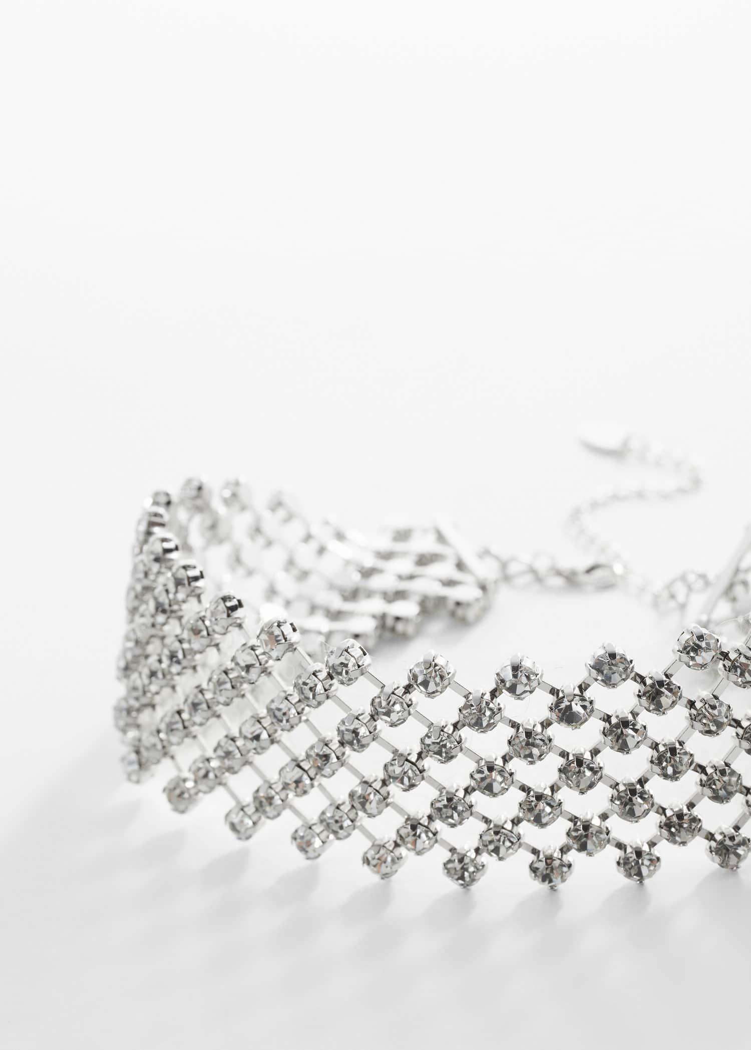 Silver Crystal Choker Necklace, , large image number 1