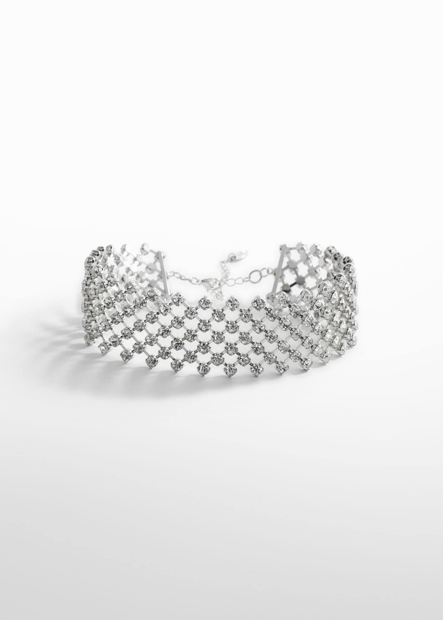 Silver Crystal Choker Necklace, , large image number 3