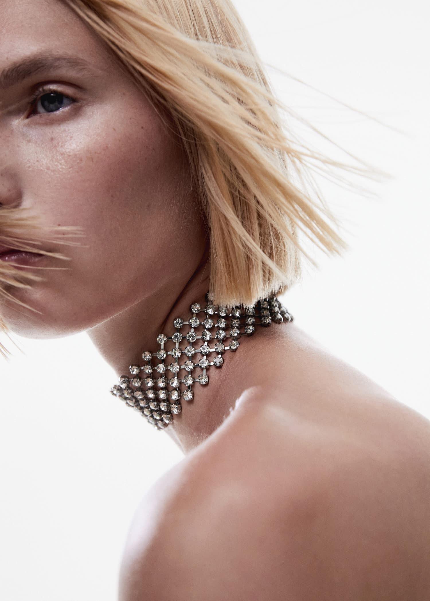 Silver Crystal Choker Necklace, , large image number 4