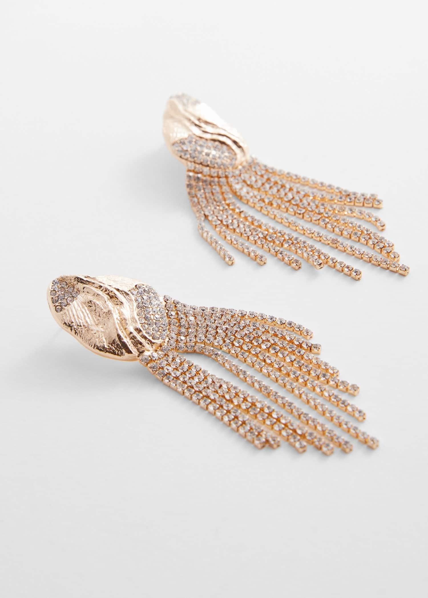 Gold Crystal Waterfall Earrings, , large image number 0