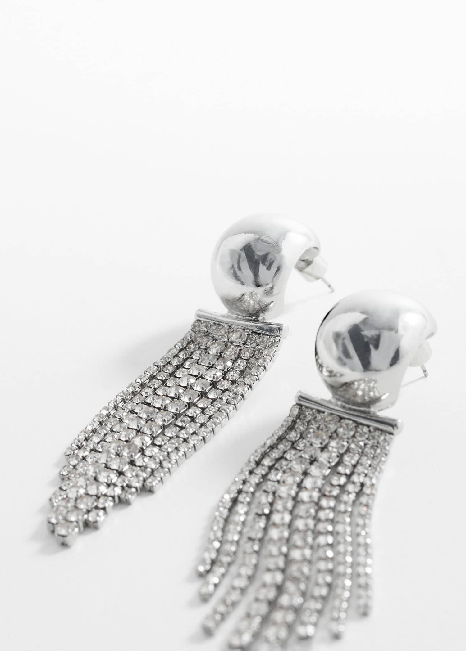 Silver Cascade Crystal Earrings, , large image number 1