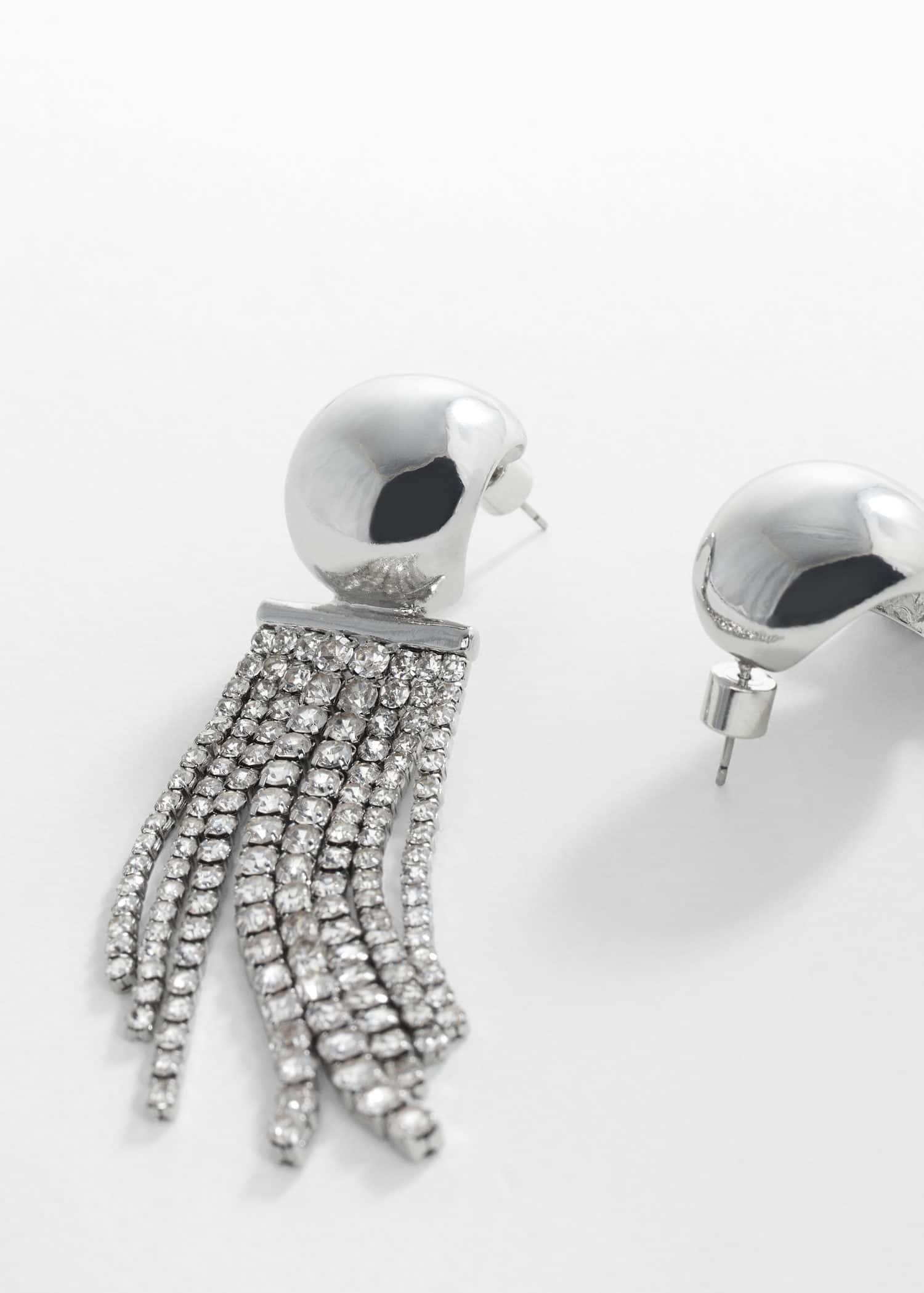 Silver Cascade Crystal Earrings, , large image number 2