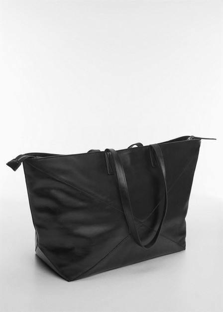 Mango - Black Leather Shopper Bag
