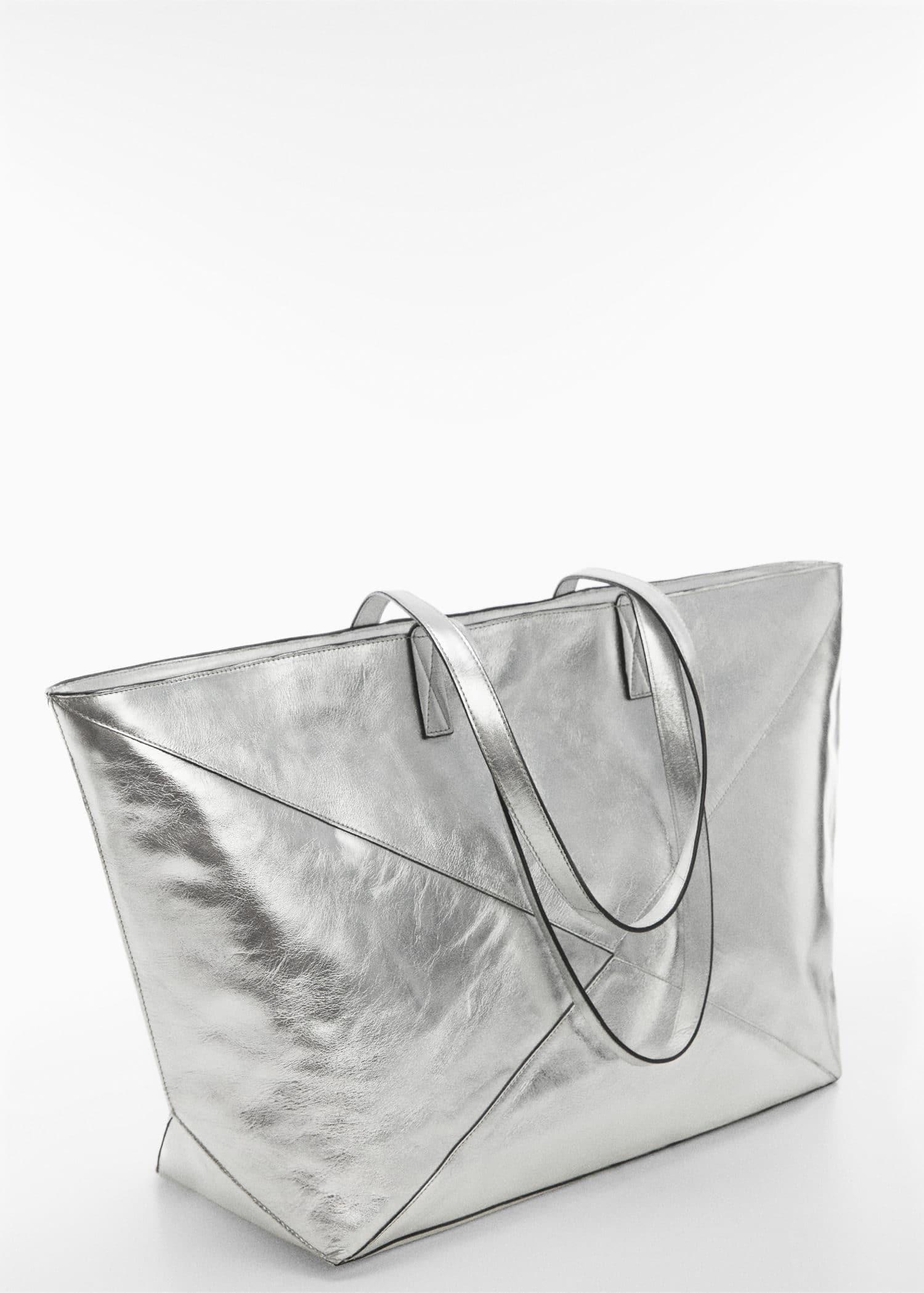 Mango Silver Leather Shopper Bag Azadea UAE