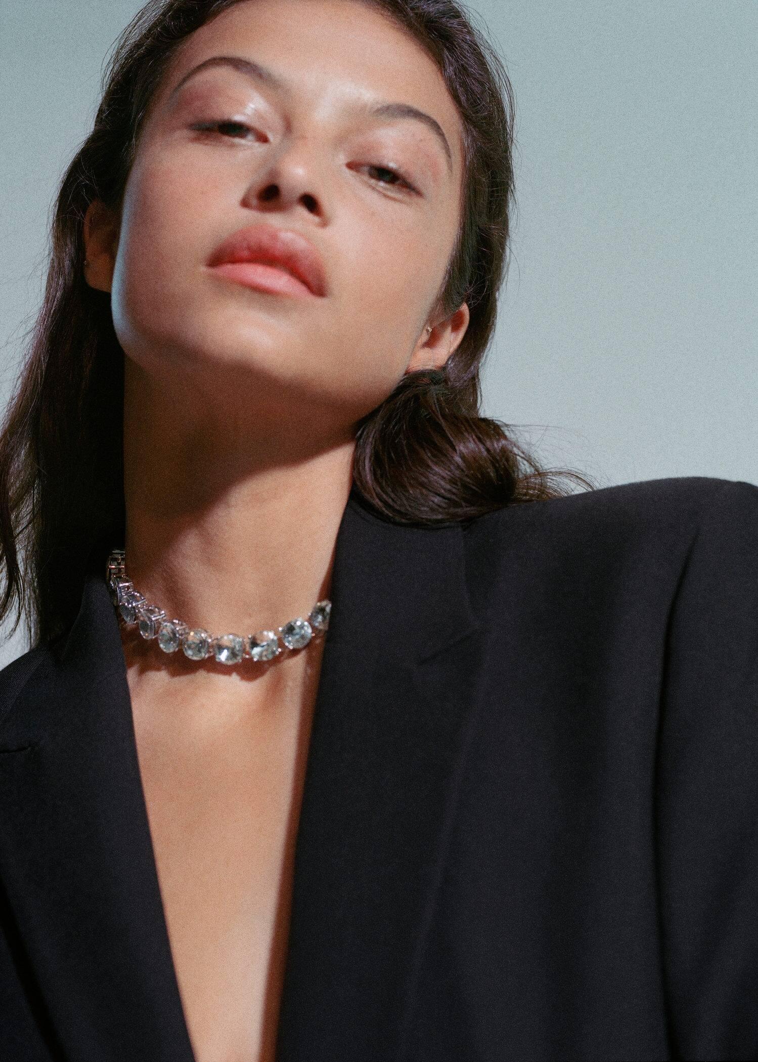 Silver Faceted Crystal Necklace, , large image number 0