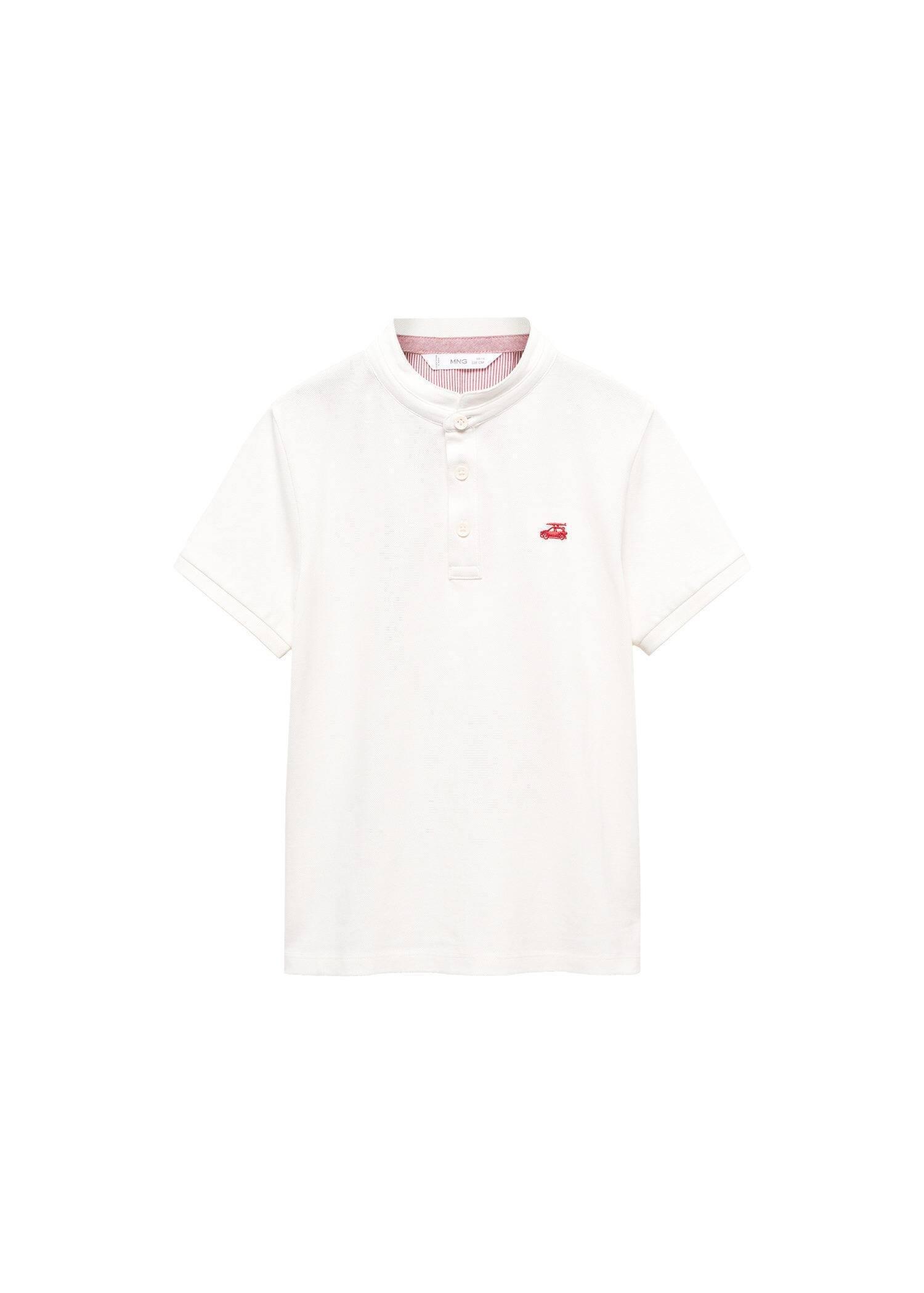 Mango - White Embroidered Cotton Polo, Kids Boys