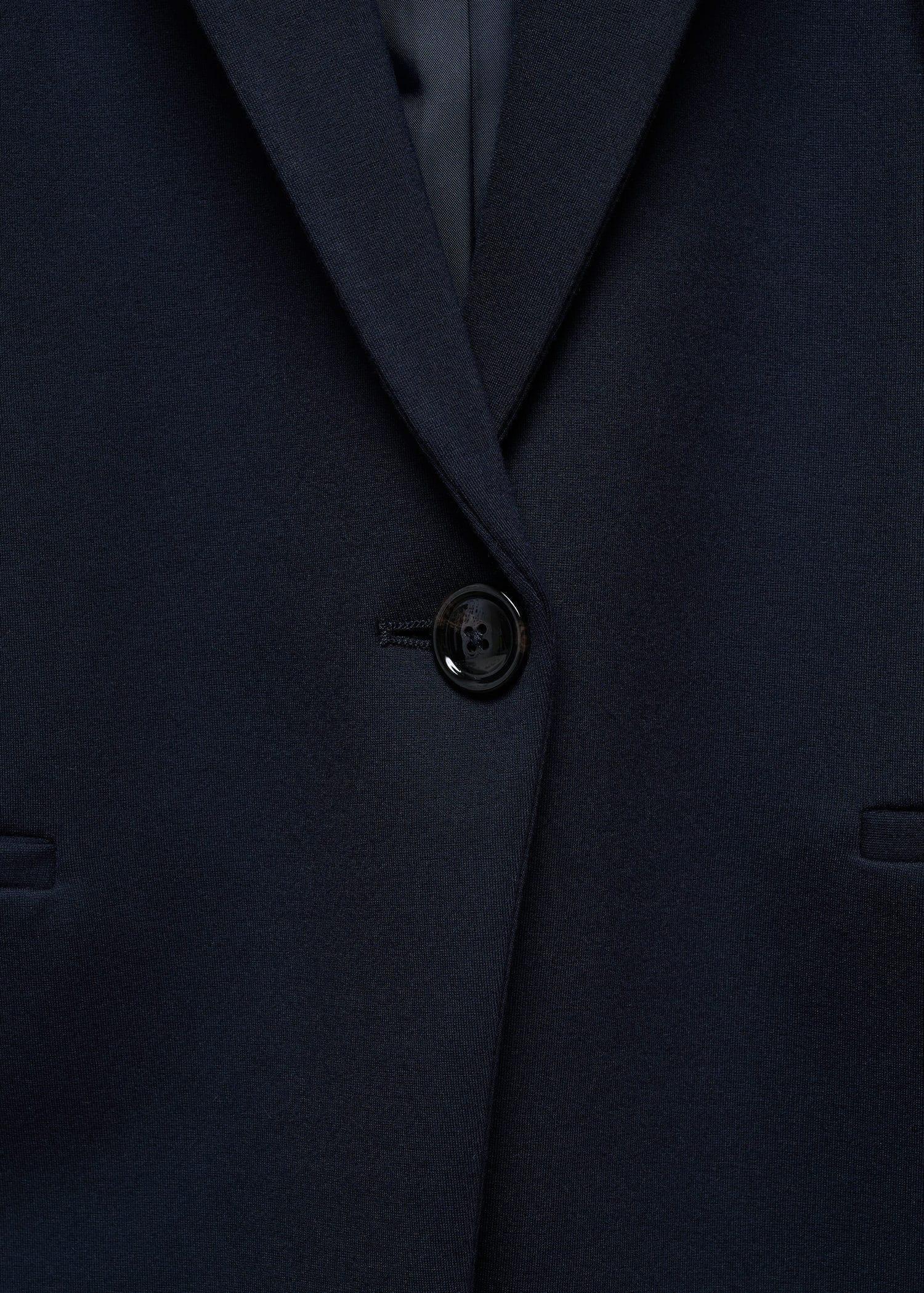 Mango - Navy Fitted Jacket With Blunt Stitching