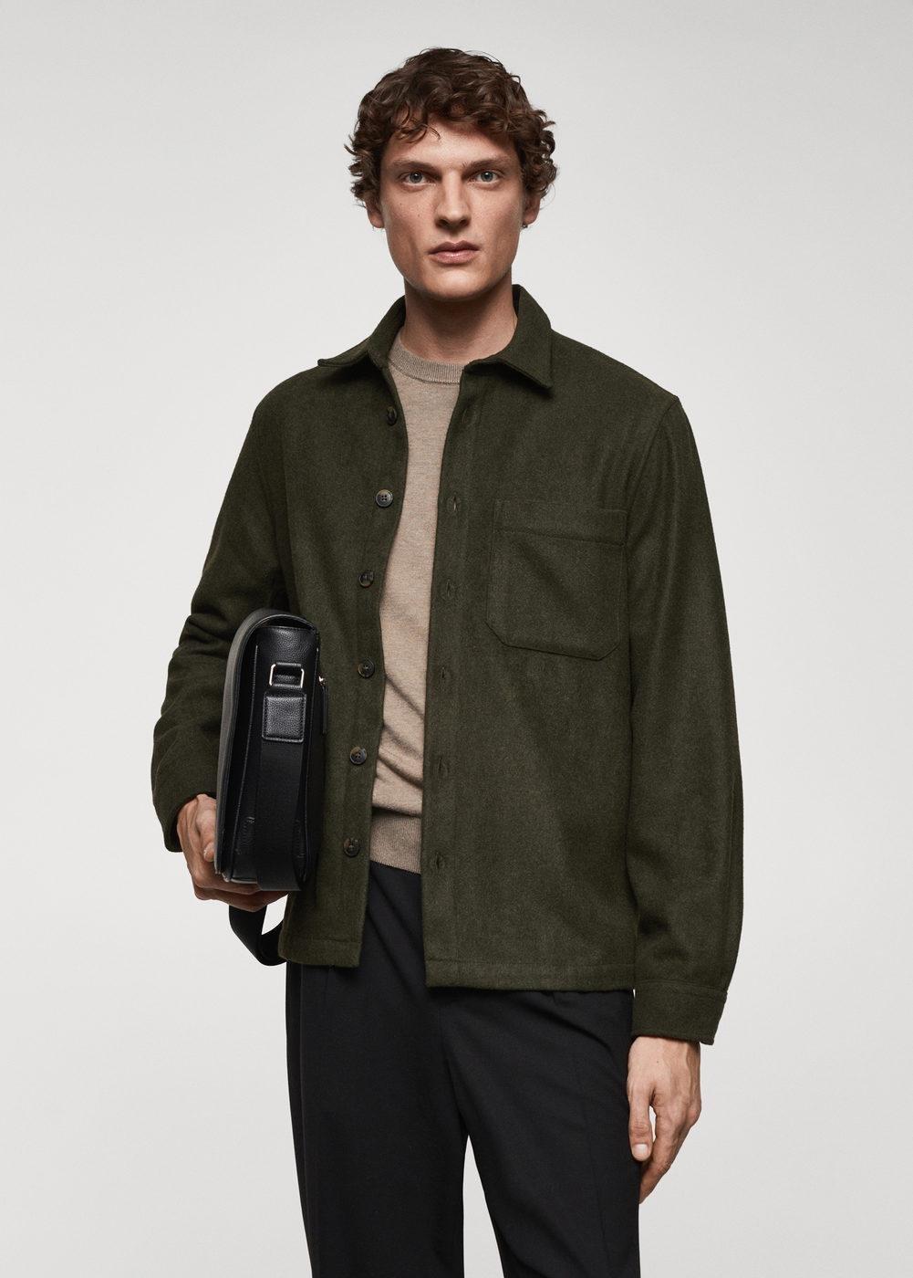 Mango - Khaki Regular-Fit Overshirt With Pocket