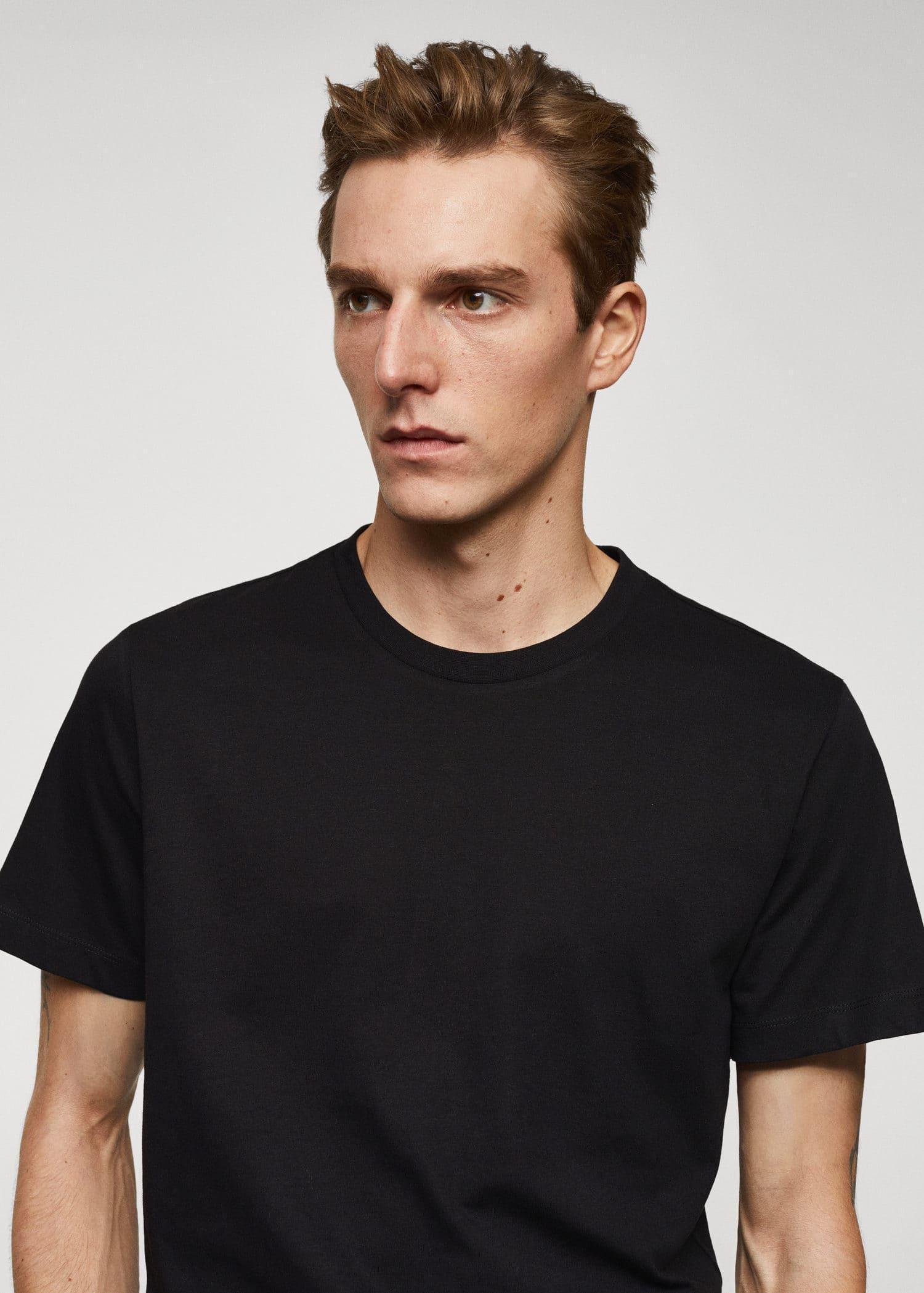 Mango - Black Basic Cotton Stretch T-Shirt