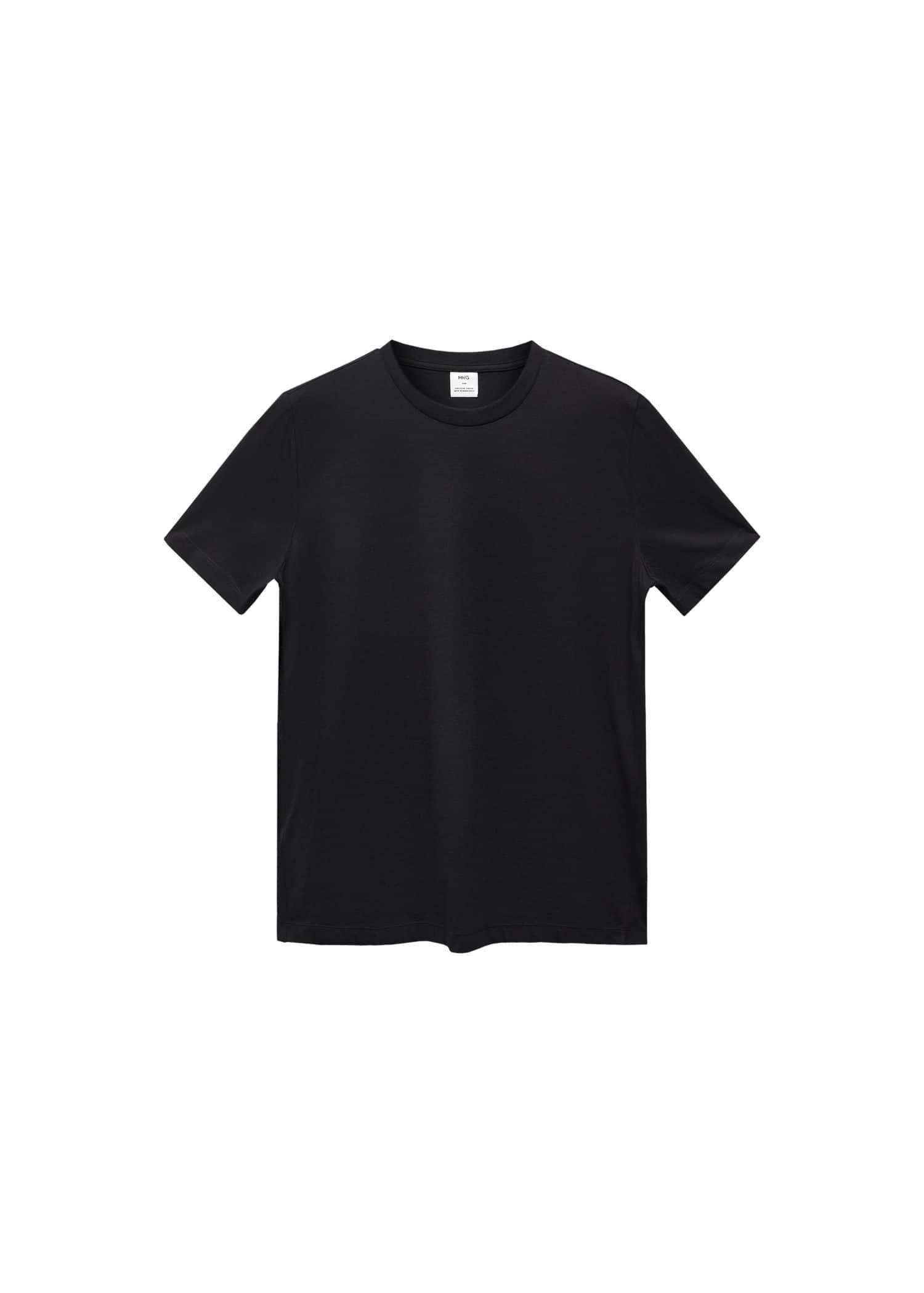 Mango - Black Basic Cotton Stretch T-Shirt