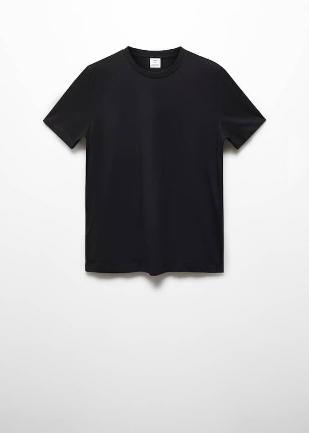 Mango - Black Basic Cotton Stretch T-Shirt