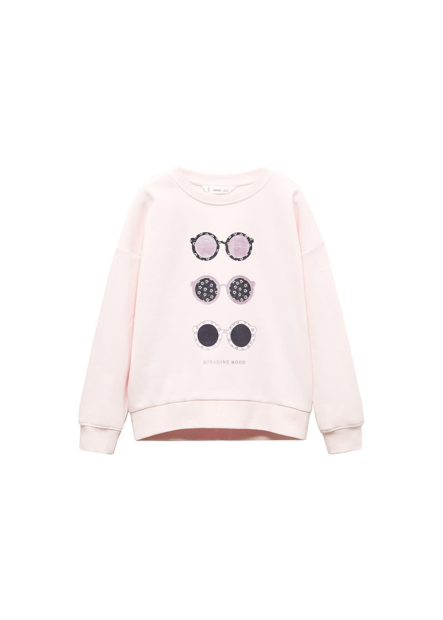 Mango - Pink Lt-Pastel Cotton-Blend Message Sweatshirt, Kids Girls