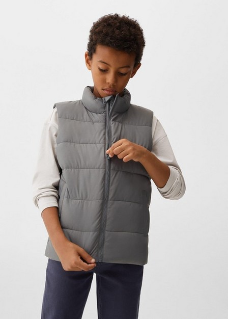 Mango - Green Quilted Gilet, Kids Boys