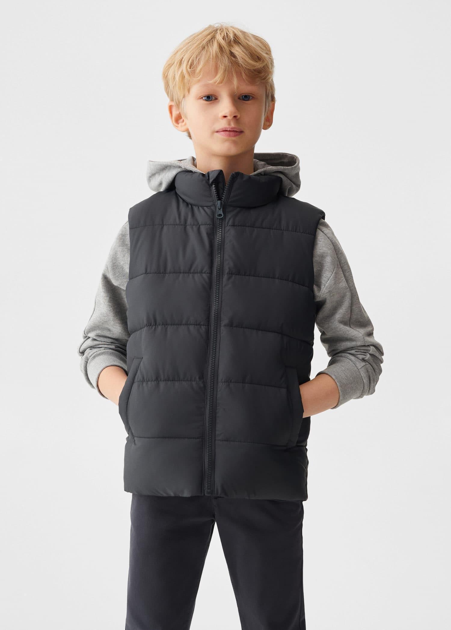 Mango - Grey Quilted Gilet, Kids Boys