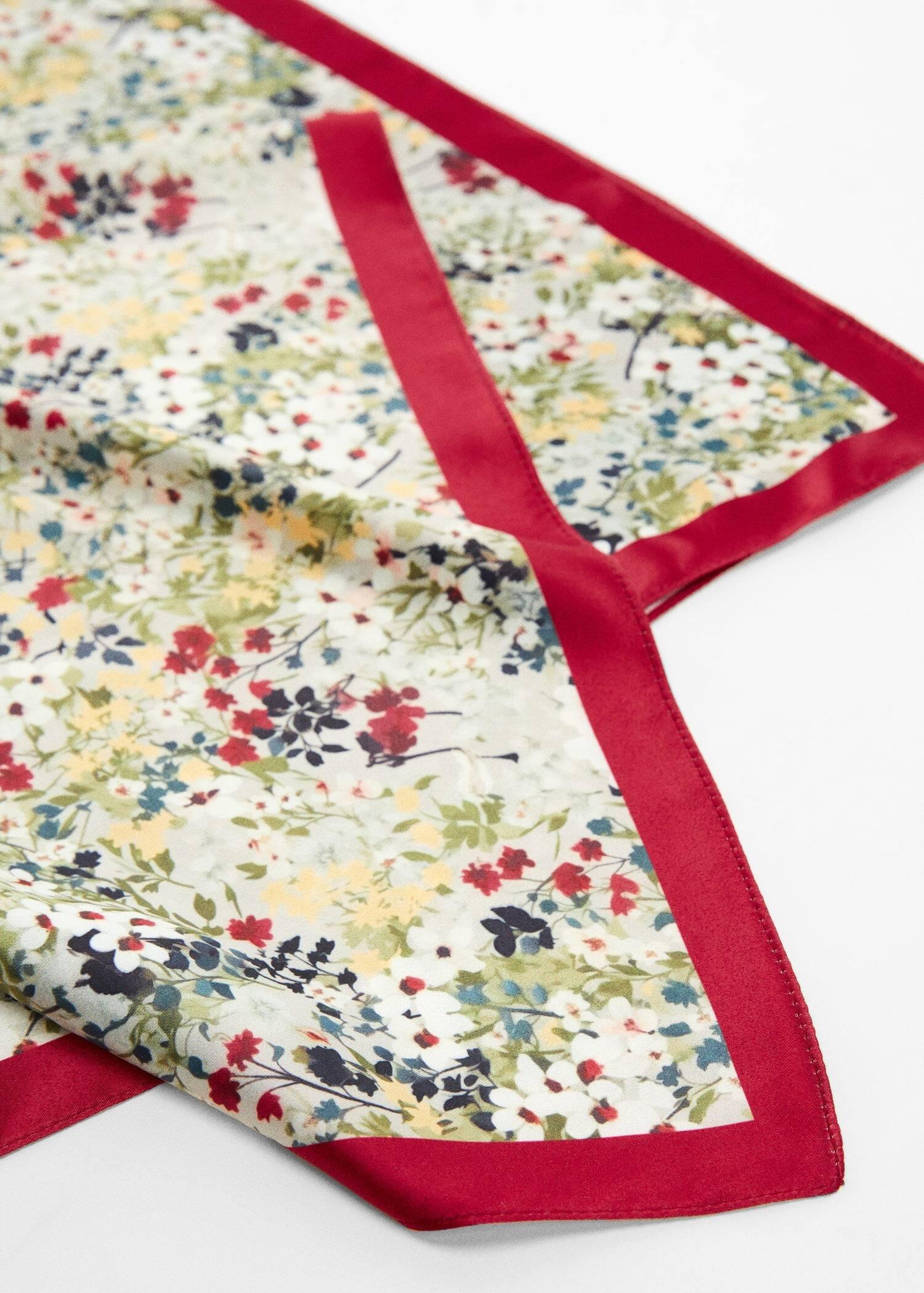 Red Floral Printed Scarf, , large image number 1