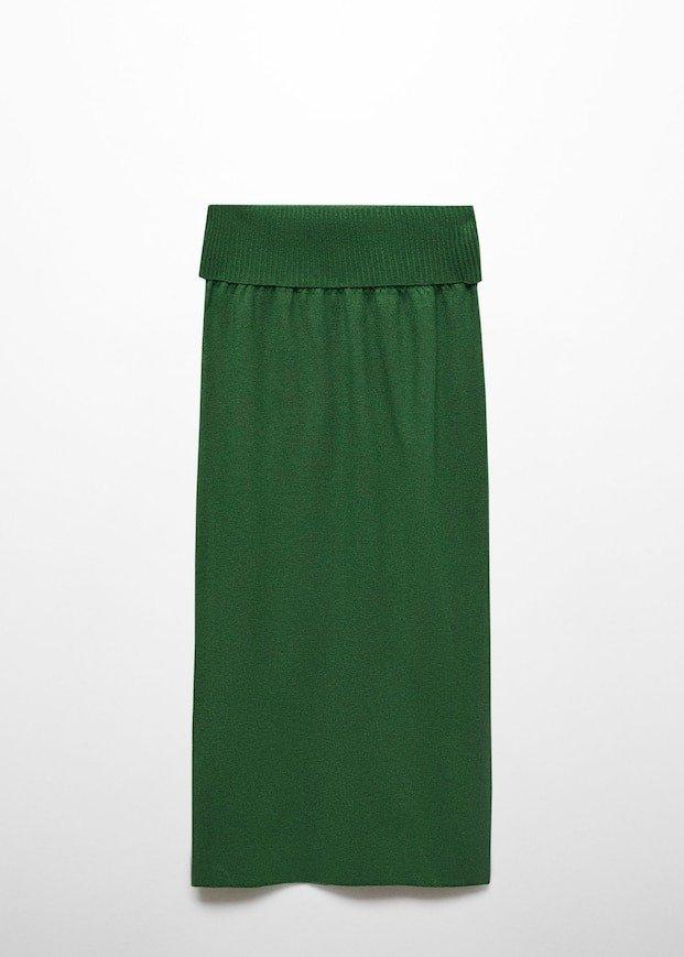 Mango - Green Long Knitted Skirt