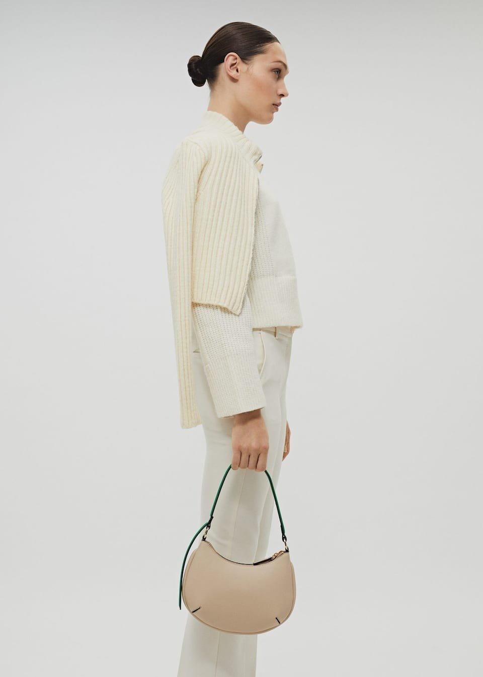 Beige Bicolor Shoulder Bag, , large image number 2