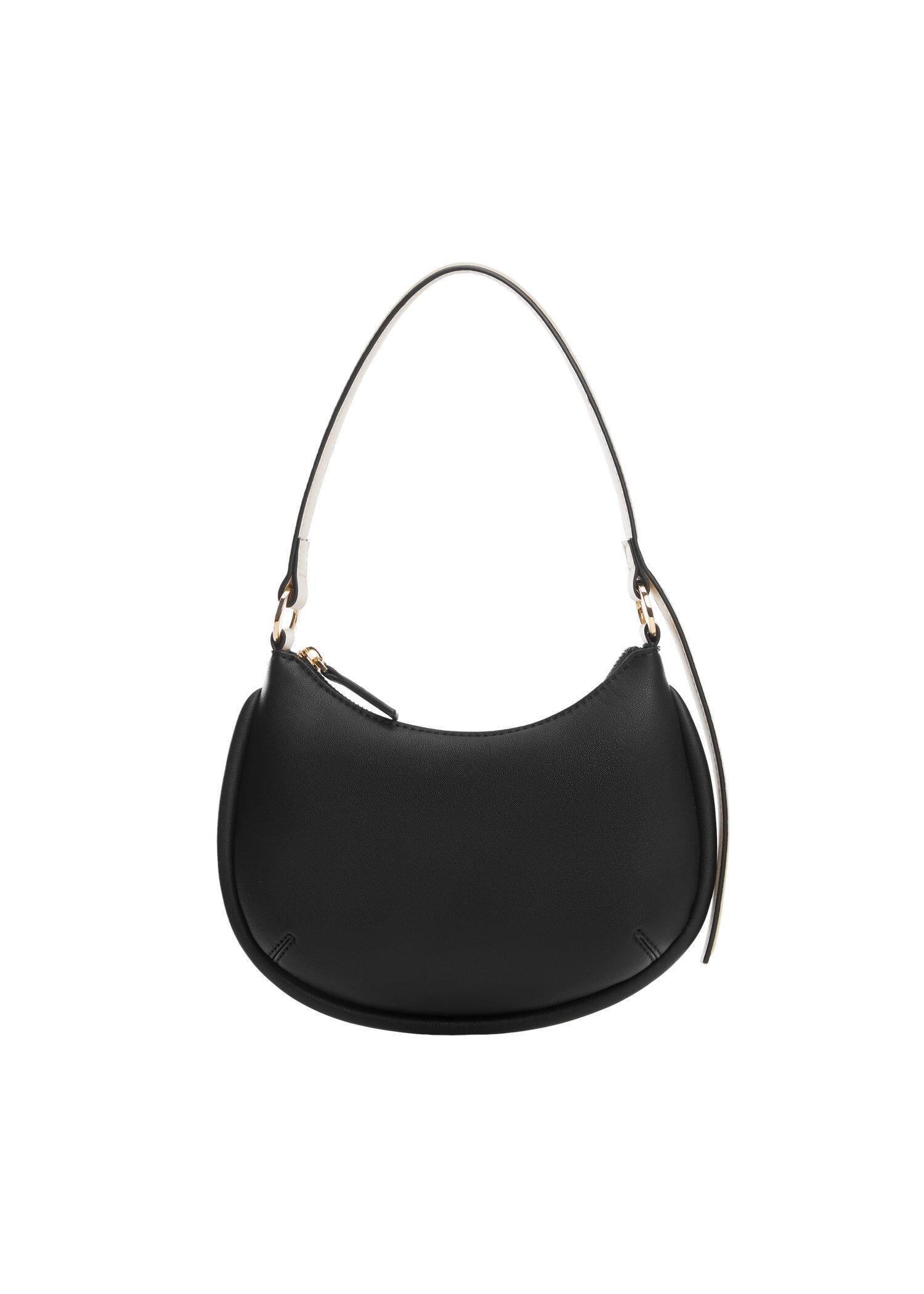 Mango - Black Leather-Effect Shoulder Bag