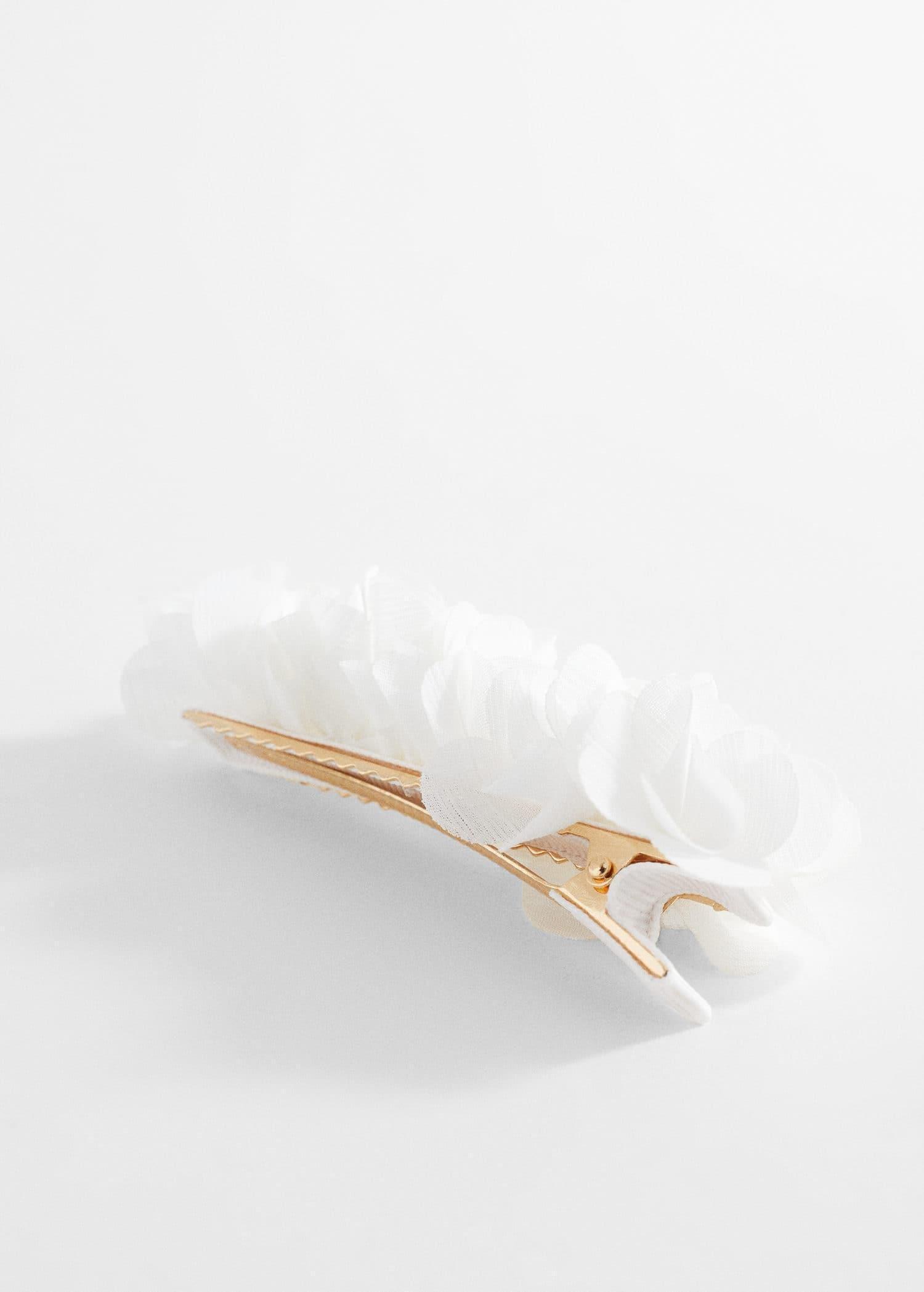 Mango - White Floral Hair Clip, Kids Girls