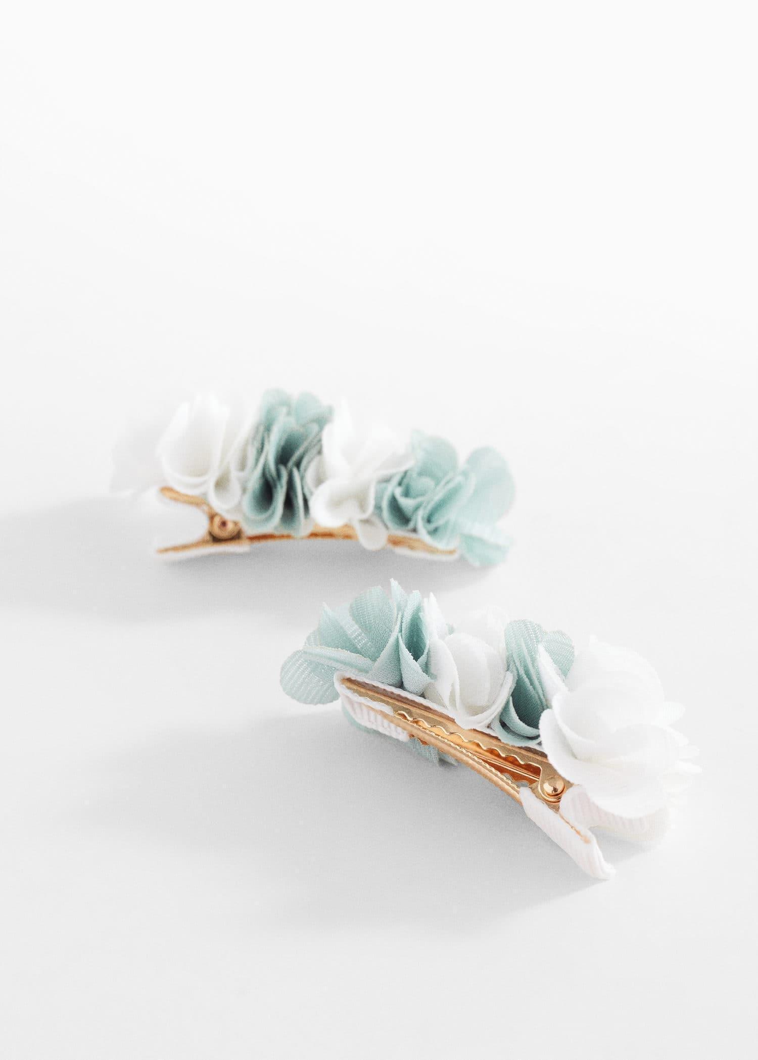 Turquoise Flower Hairclips - Set Of 2, Kids Girls, , large image number 2