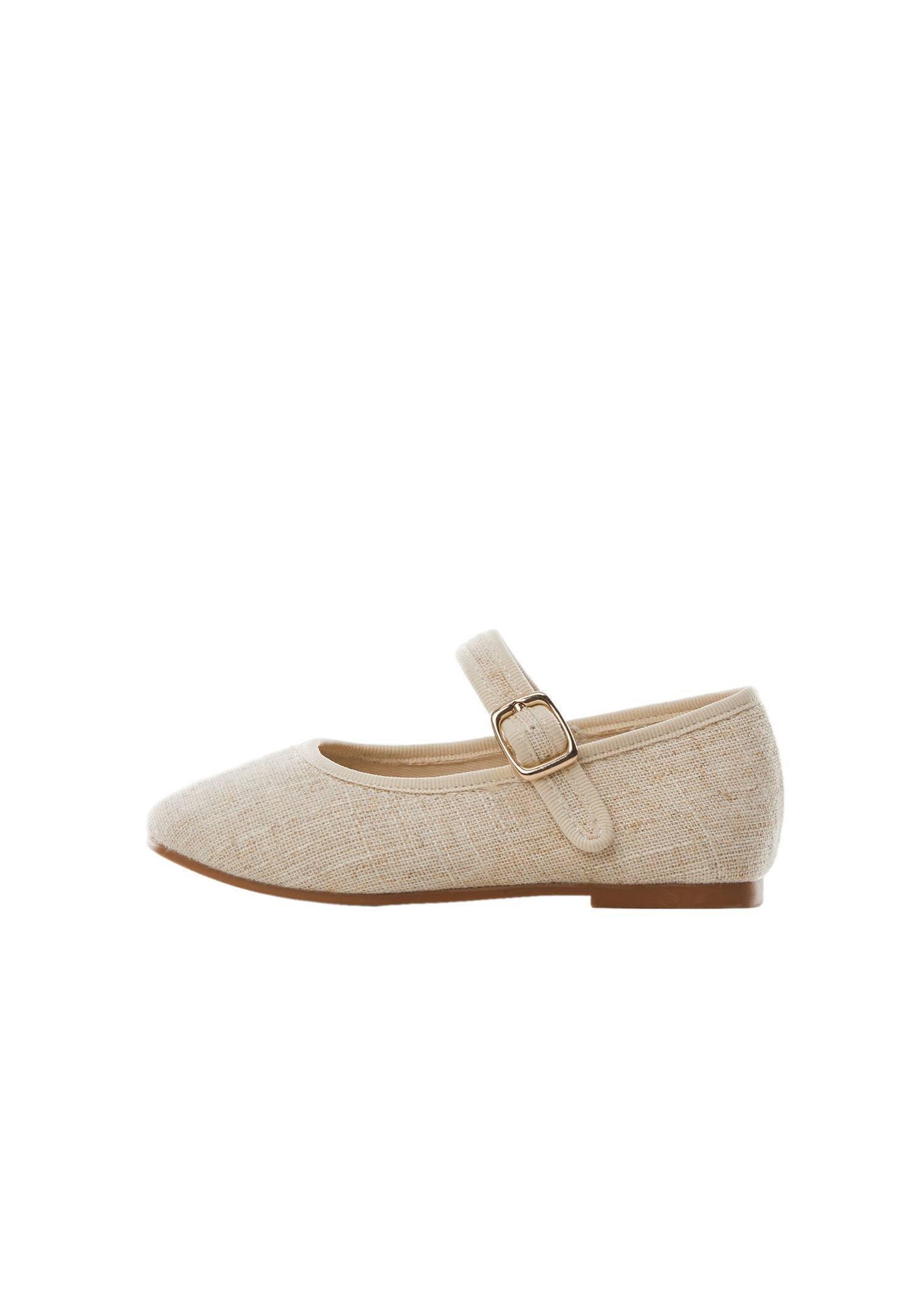 Mango - Beige Linen Ballerinas, Baby Girls