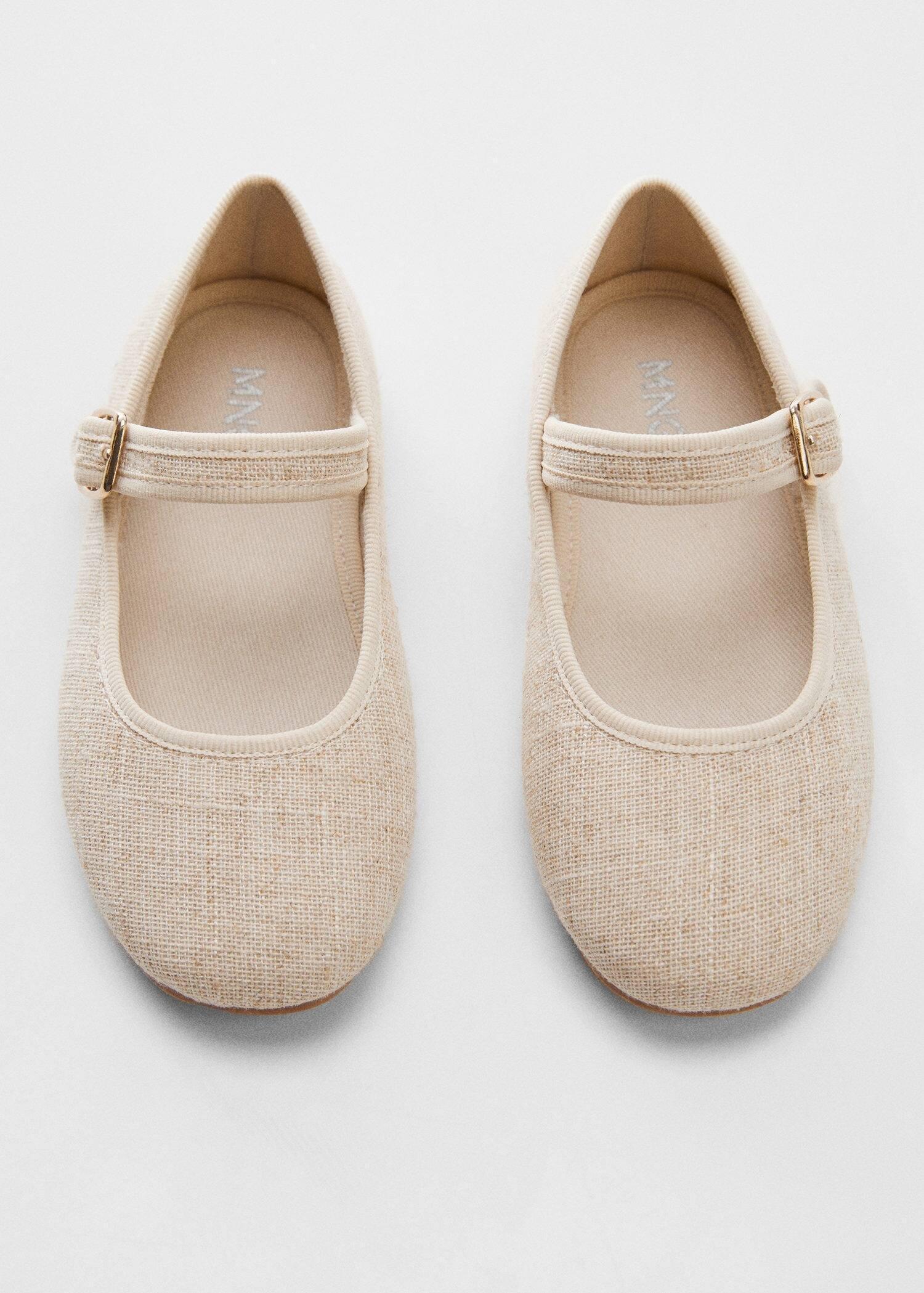 Mango - Beige Linen Ballerinas, Baby Girls