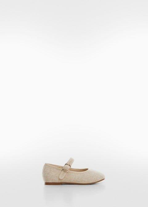 Mango - Beige Linen Ballerinas, Baby Girls