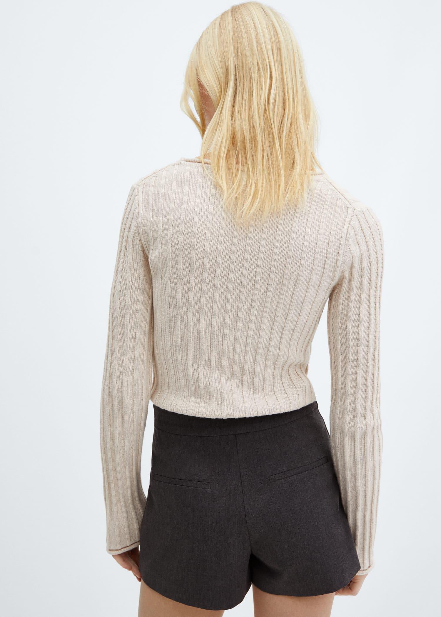 Mango - Beige Ribbed Knit Sweater