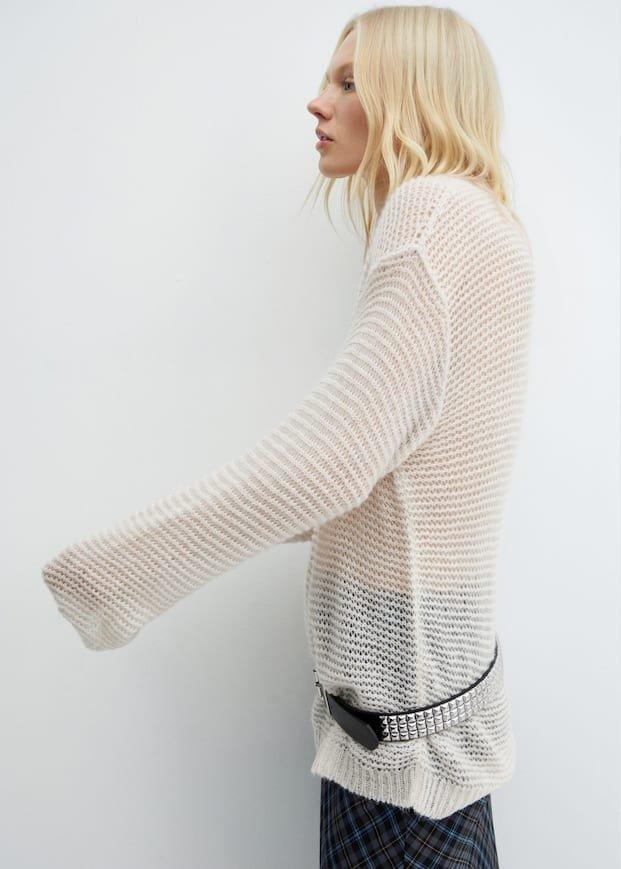 Mango - White Semi-Transparent Knitted Sweater