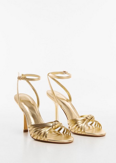 Mango - Gold Strappy Heeled Sandals