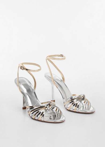 Mango - Silver Strappy Heeled Sandals
