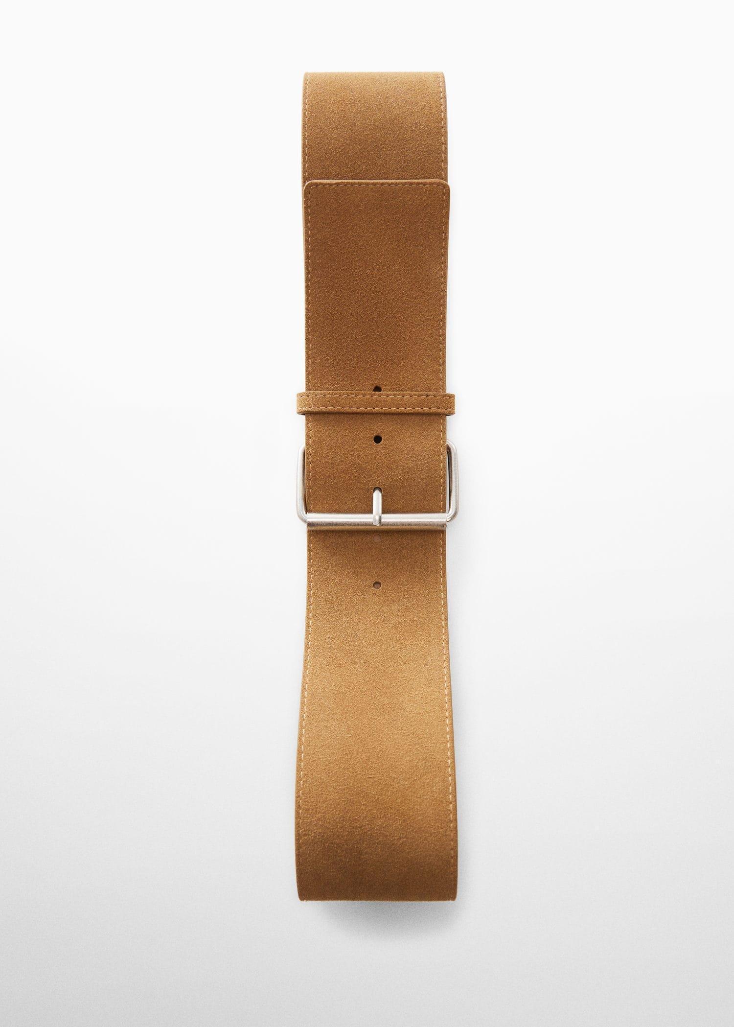 Mango - Brown Wide Leather Belt