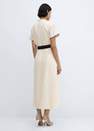 Mango - Cream Buttoned Linen-Blend Dress