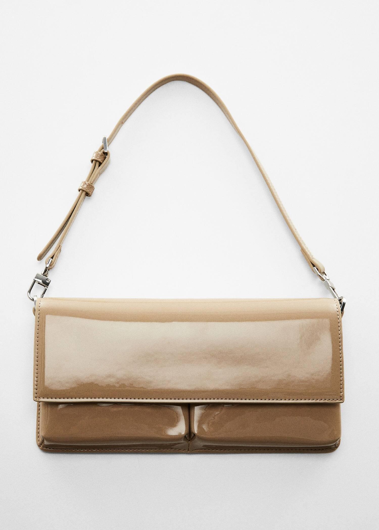 Mango - Brown Patent Leather Effect Bag