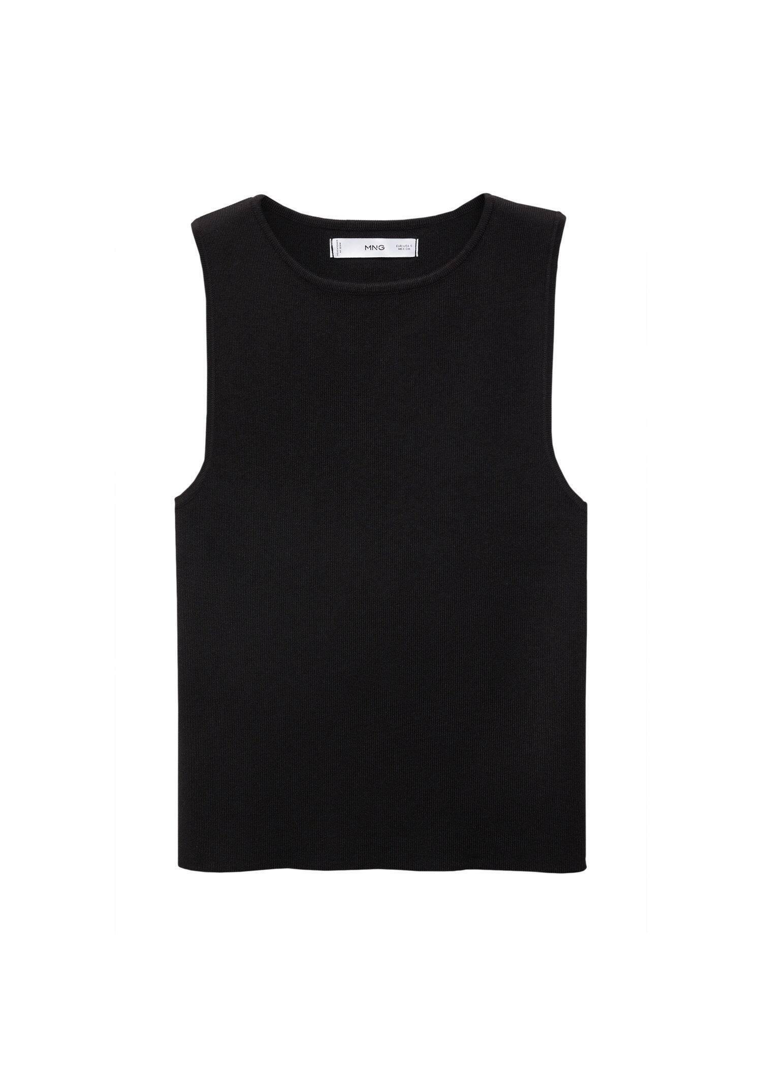 Mango - Black Knitted Top With Wide Straps